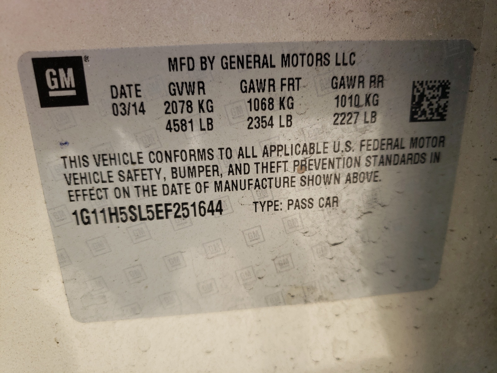 Photo 10 from auction – 2014 CHEVROLET MALIBU LTZ with VIN 1G11H5SL5EF251644