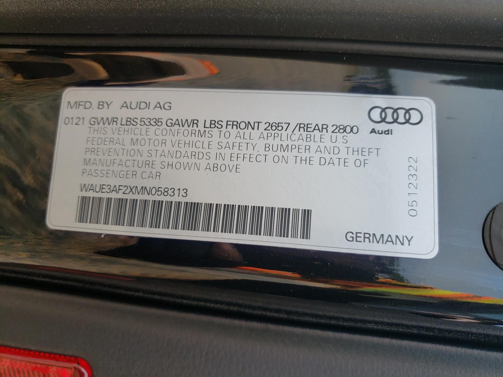 Photo 10 from auction – 2021 AUDI A6 PREMIUM with VIN WAUE3AF2XMN058313