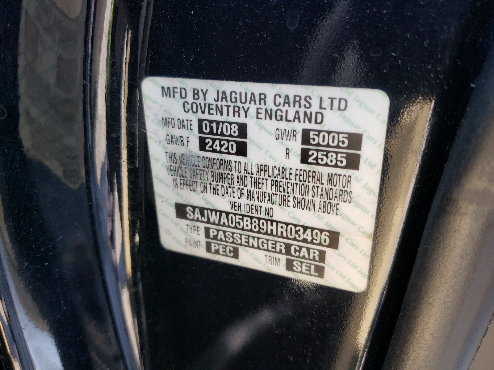 Photo 10 from auction – 2009 JAGUAR XF LUXURY with VIN SAJWA05B89HR03496