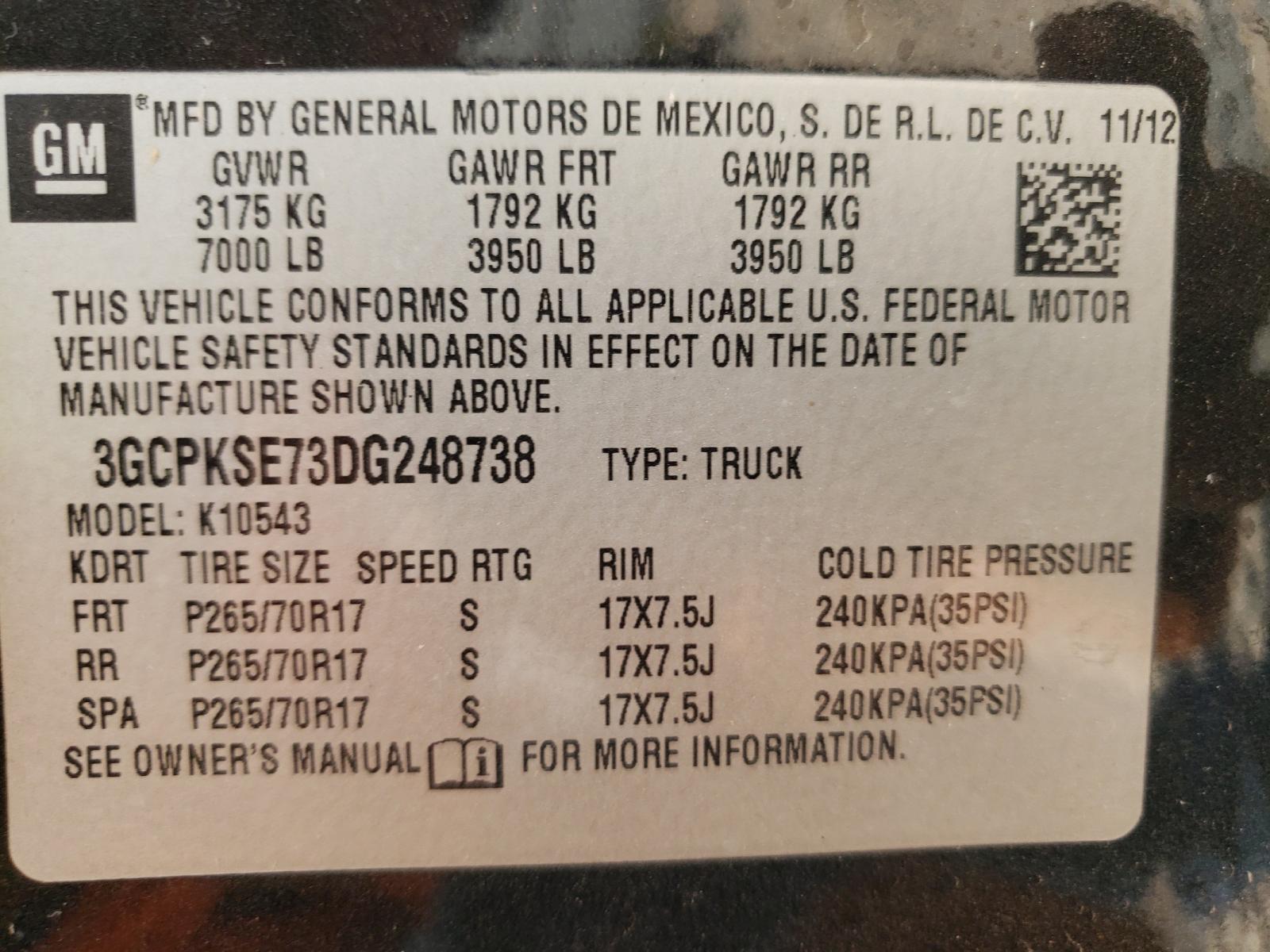Photo 10 from auction – 2013 CHEVROLET SILVERADO with VIN 3GCPKSE73DG248738
