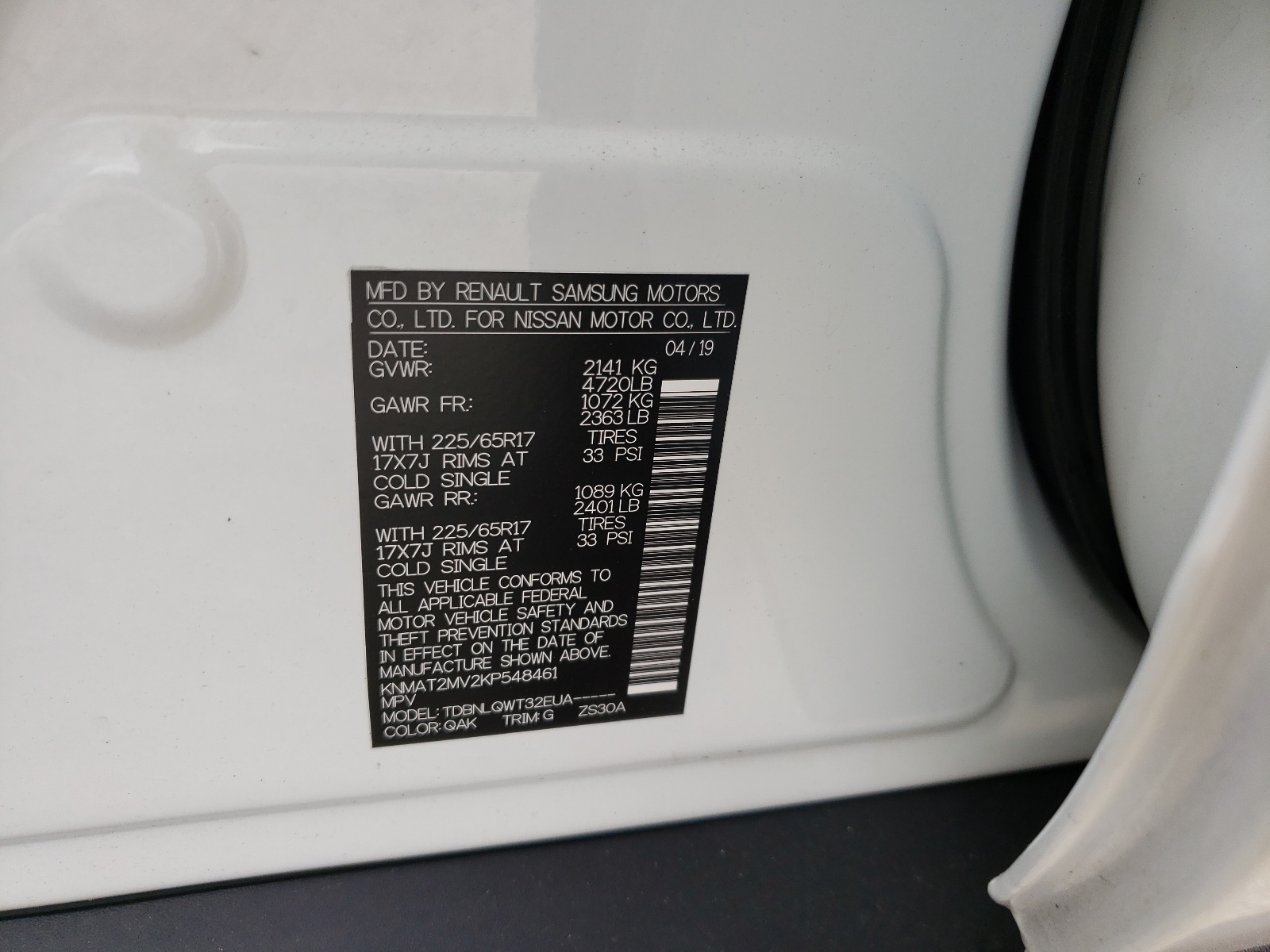 Photo 10 from auction – 2019 NISSAN ROGUE S with VIN KNMAT2MV2KP548461