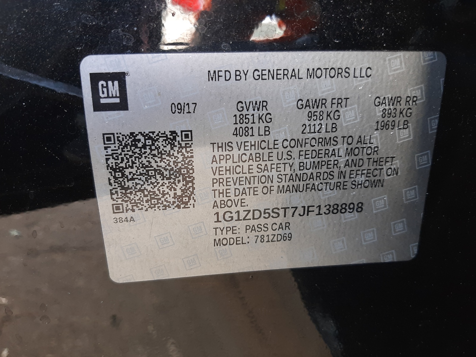 Photo 10 from auction – 2018 CHEVROLET MALIBU with VIN 1G1ZD5ST7JF138898