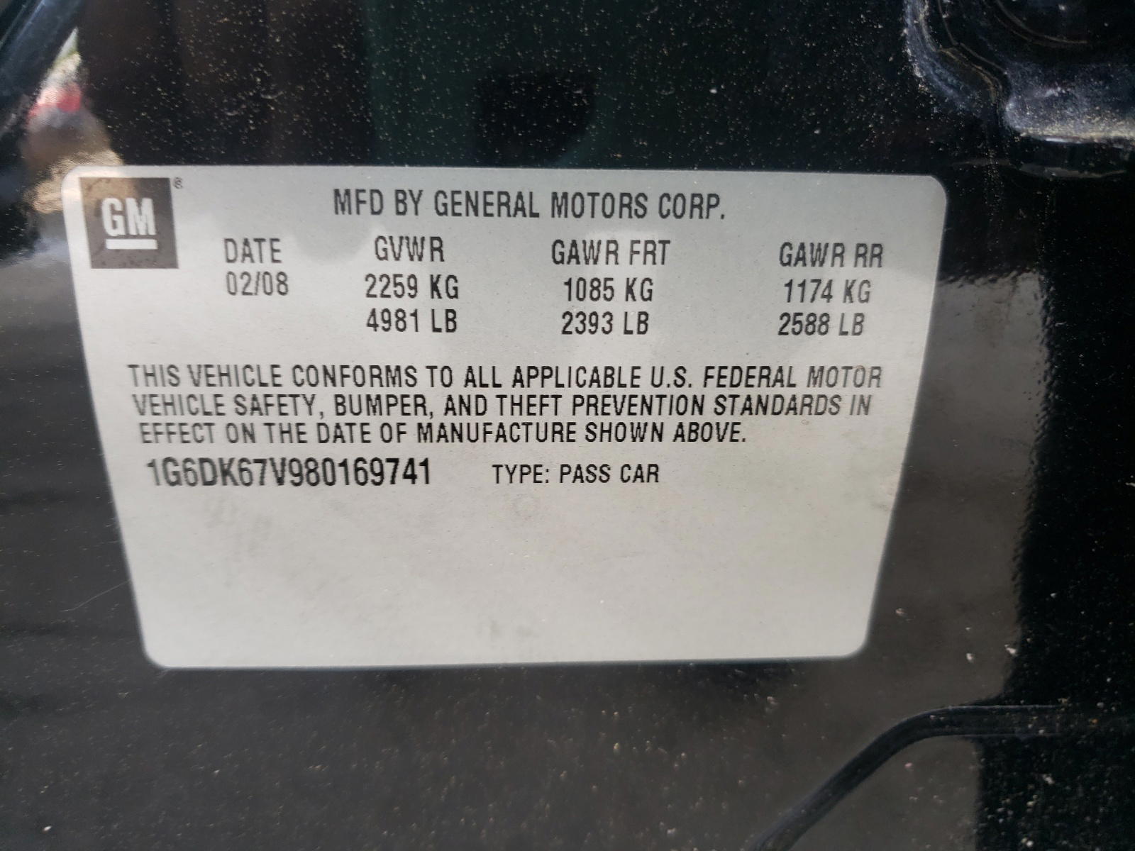 Photo 10 from auction – 2008 CADILLAC STS with VIN 1G6DK67V980169741