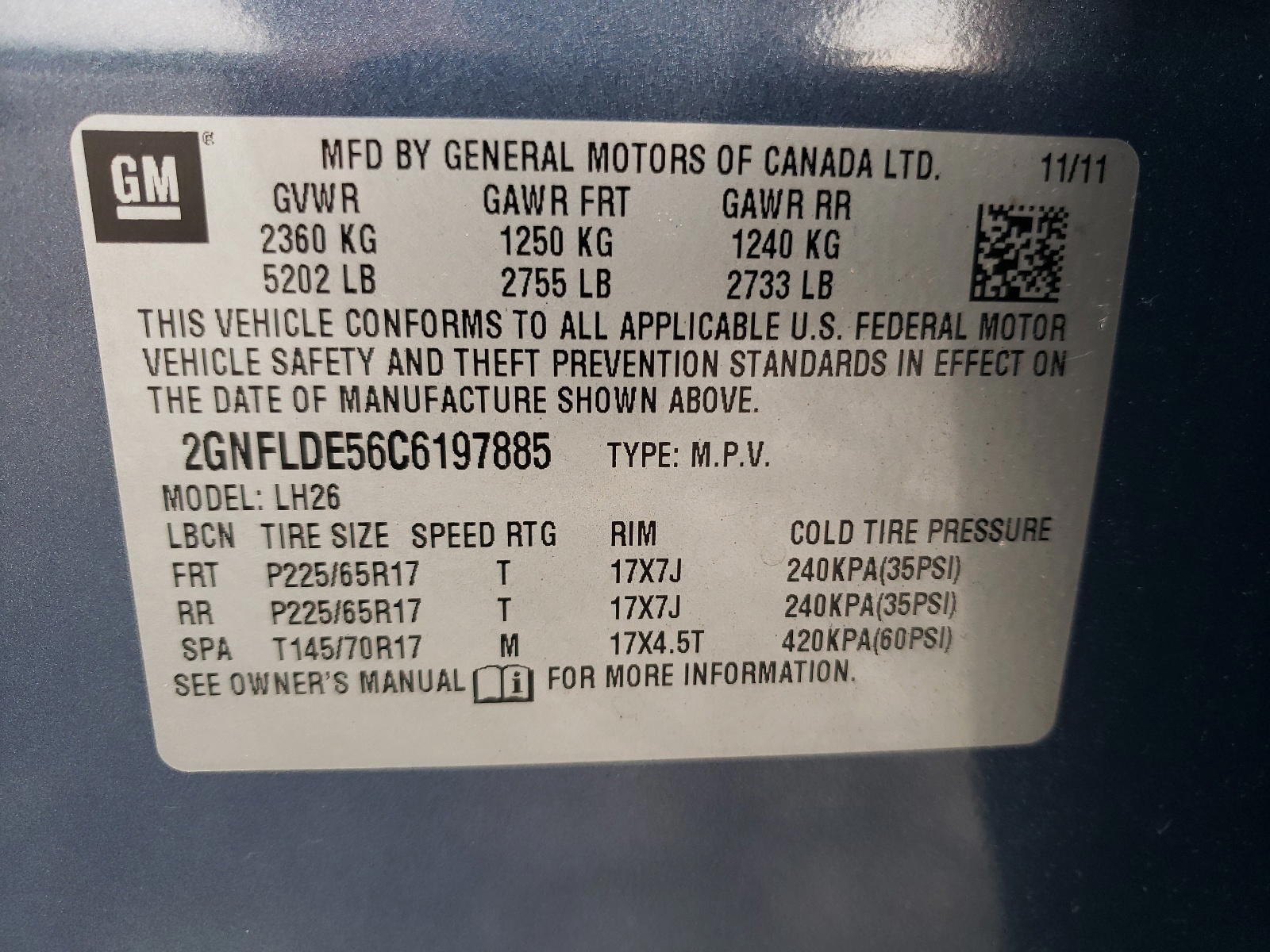 Photo 10 from auction – 2012 CHEVROLET EQUINOX LT with VIN 2GNFLDE56C6197885