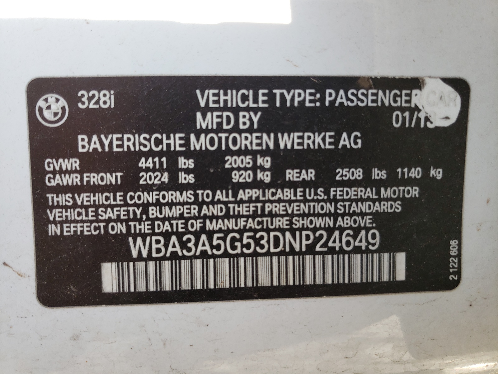 صورة رقم 10 من المزاد - 2013 BMW 328 I مع VIN WBA3A5G53DNP24649