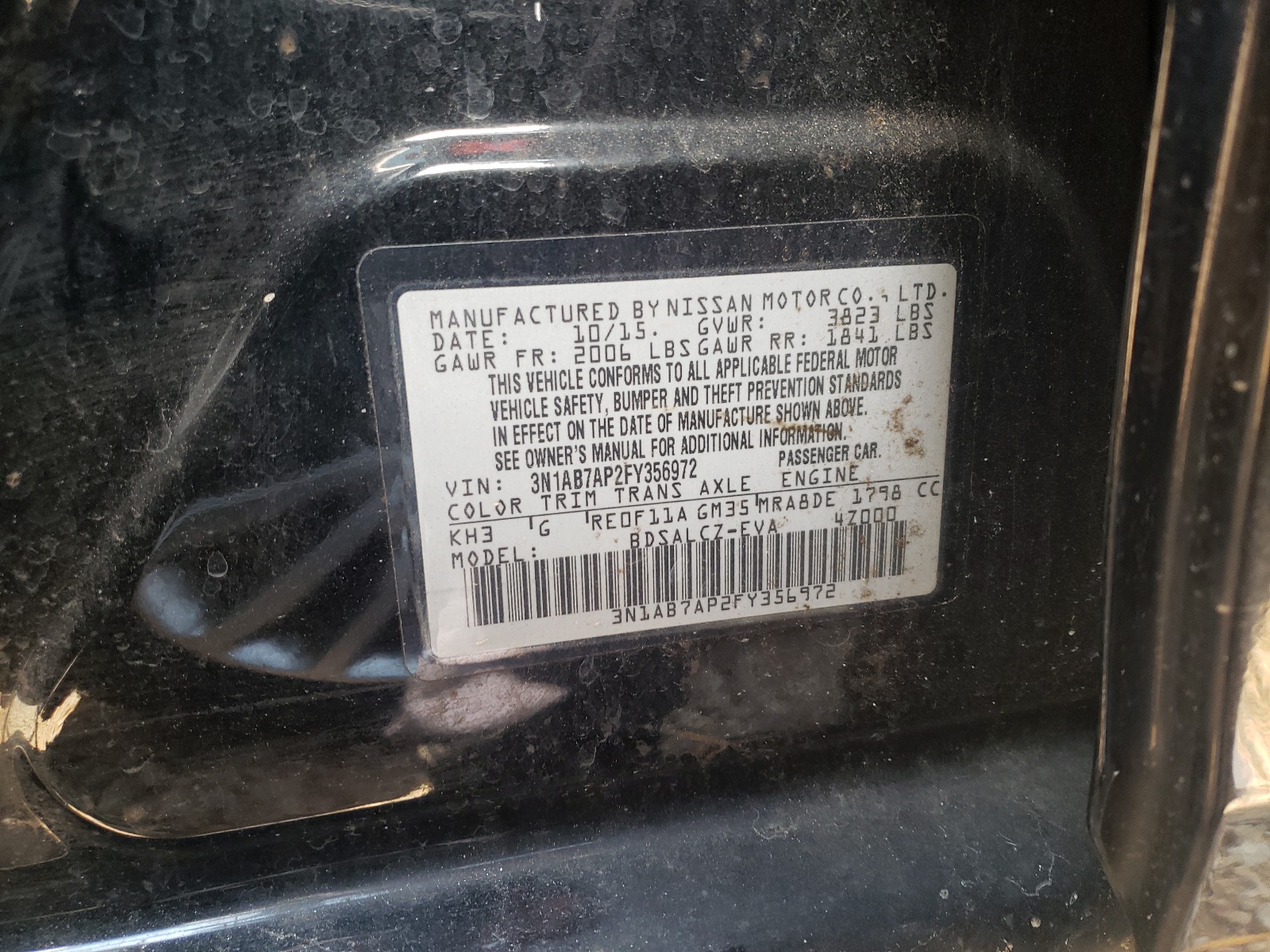 Photo 10 from auction – 2015 NISSAN SENTRA S with VIN 3N1AB7AP2FY356972