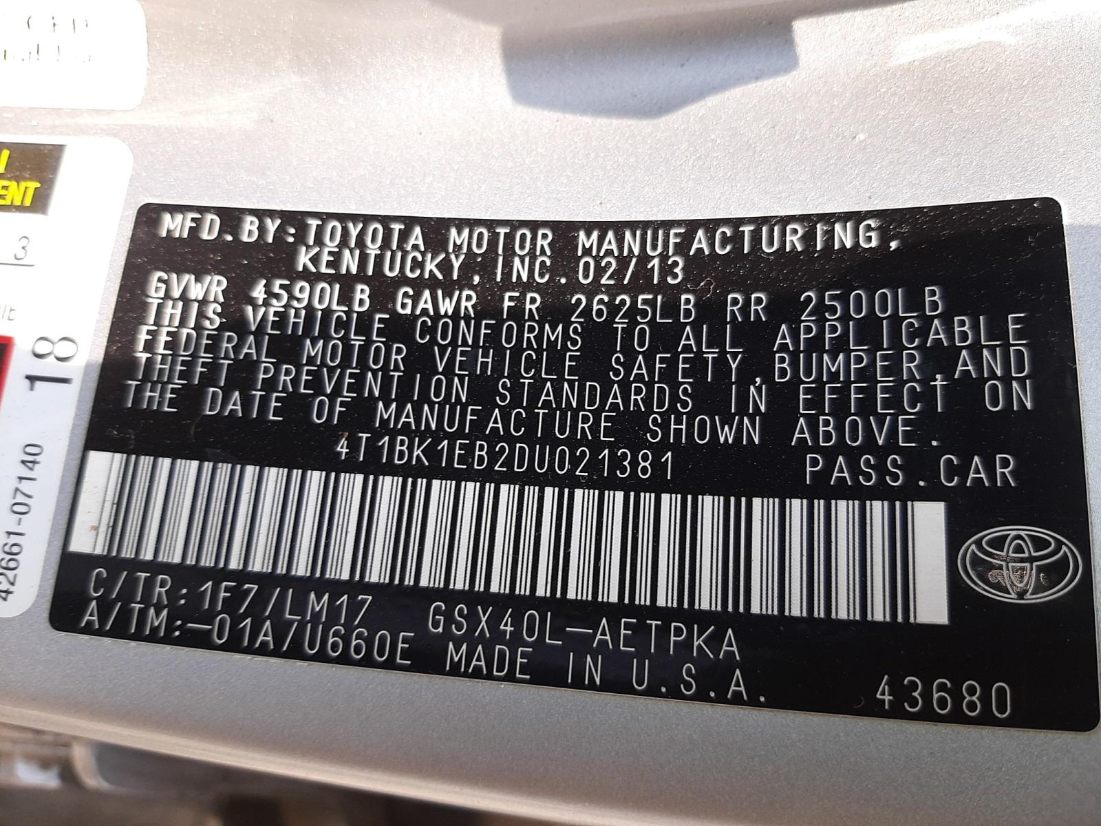 Photo 10 from auction – 2013 TOYOTA AVALON with VIN 4T1BK1EB2DU021381
