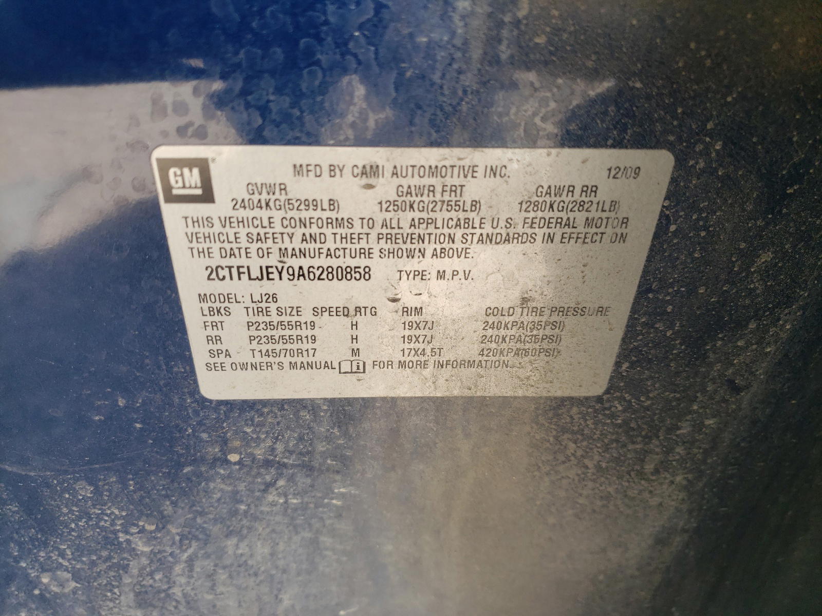Photo 10 from auction – 2010 GMC TERRAIN SL with VIN 2CTFLJEY9A6280858