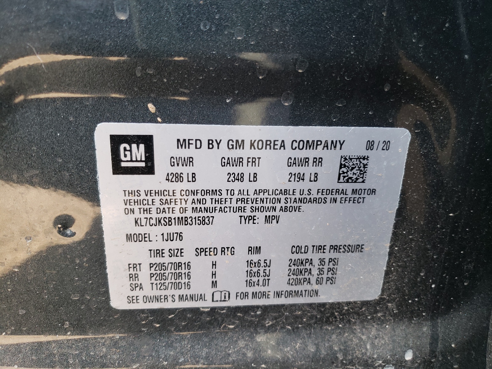 Photo 10 from auction – 2021 CHEVROLET TRAX LS with VIN KL7CJKSB1MB315837