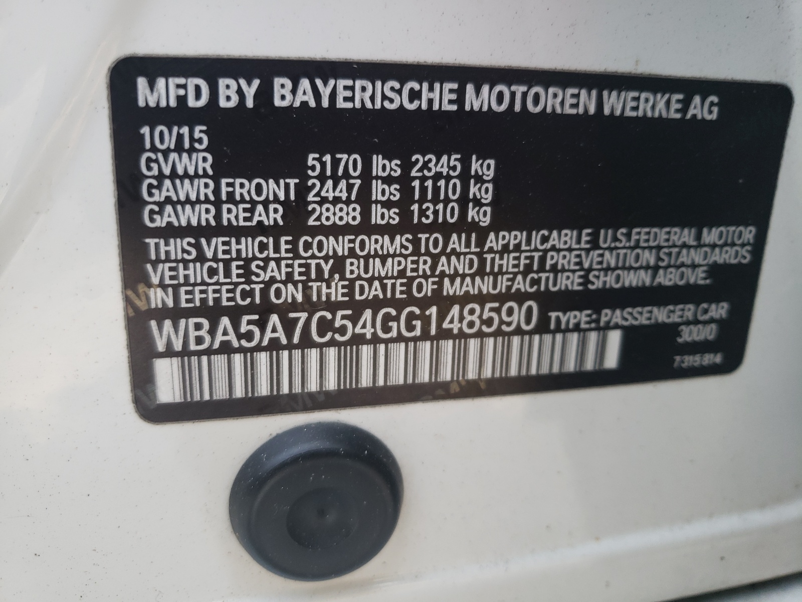 صورة رقم 10 من المزاد - 2016 BMW 528 XI مع VIN WBA5A7C54GG148590