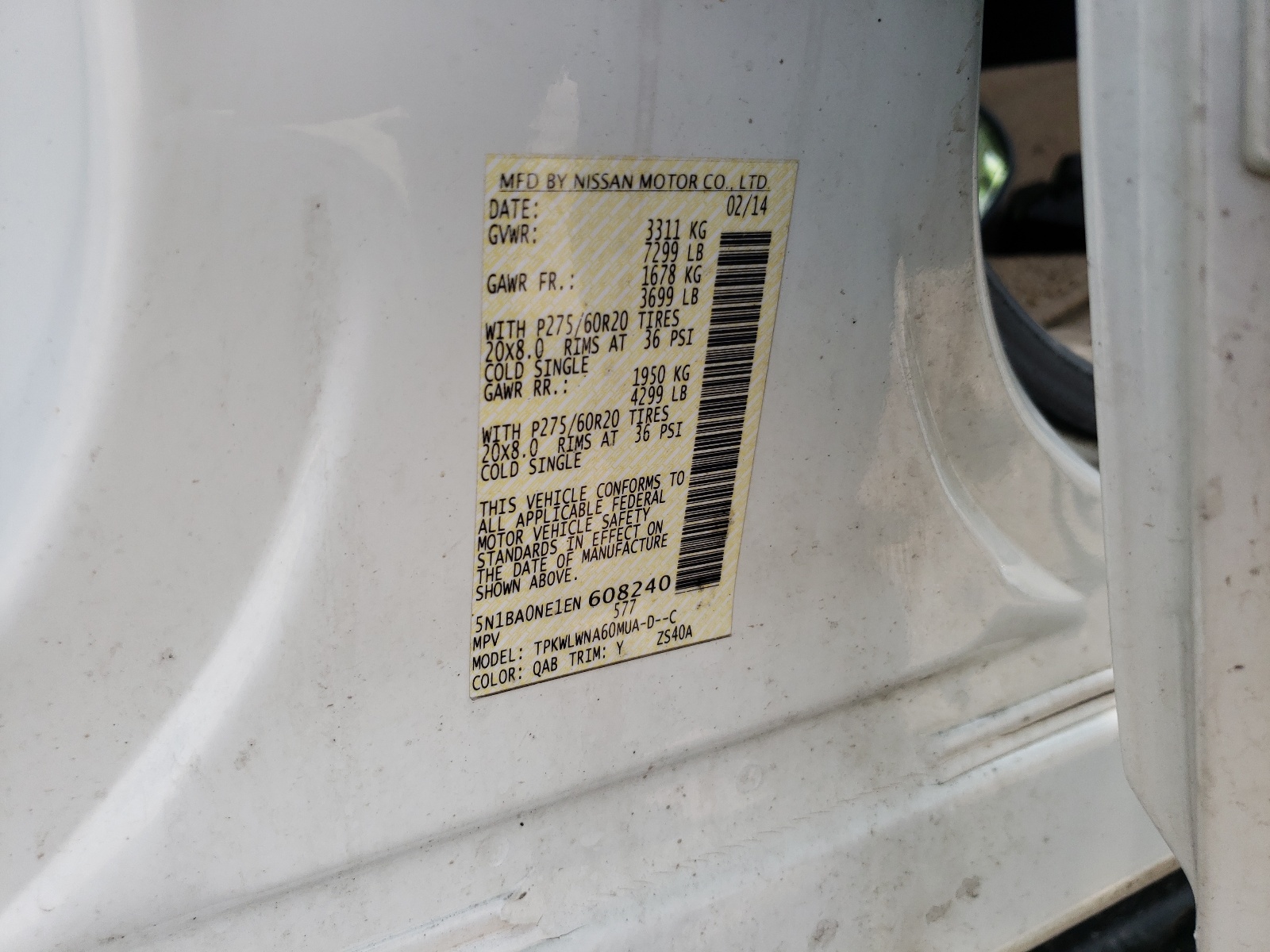 Photo 10 from auction – 2014 NISSAN ARMADA PLA with VIN 5N1BA0NE1EN608240