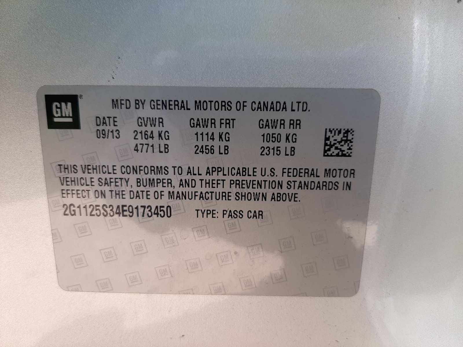 Photo 10 from auction – 2014 CHEVROLET IMPALA LT with VIN 2G1125S34E9173450