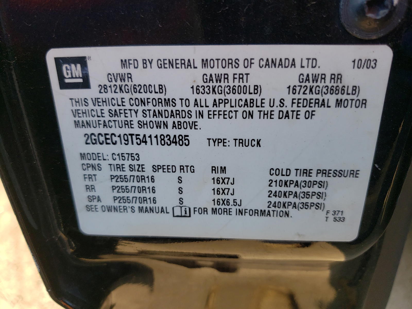 Photo 10 from auction – 2004 CHEVROLET SILVERADO with VIN 2GCEC19T541183485