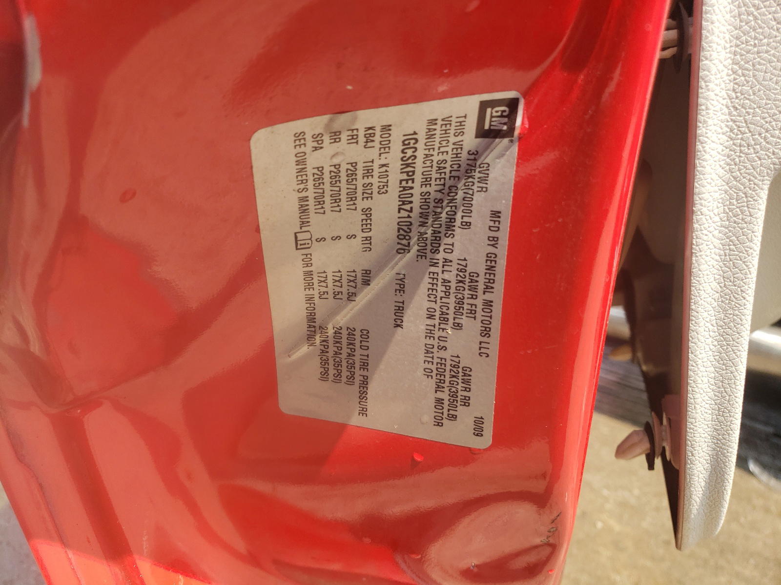 Photo 10 from auction – 2010 CHEVROLET SILVERADO with VIN 1GCSKPEA0AZ102876