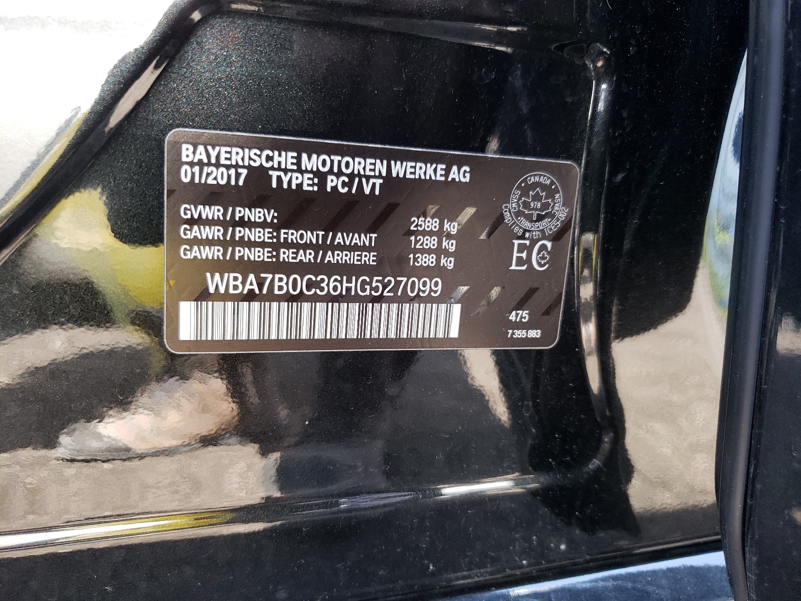 Photo 10 from auction – 2017 BMW 750 XI with VIN WBA7B0C36HG527099