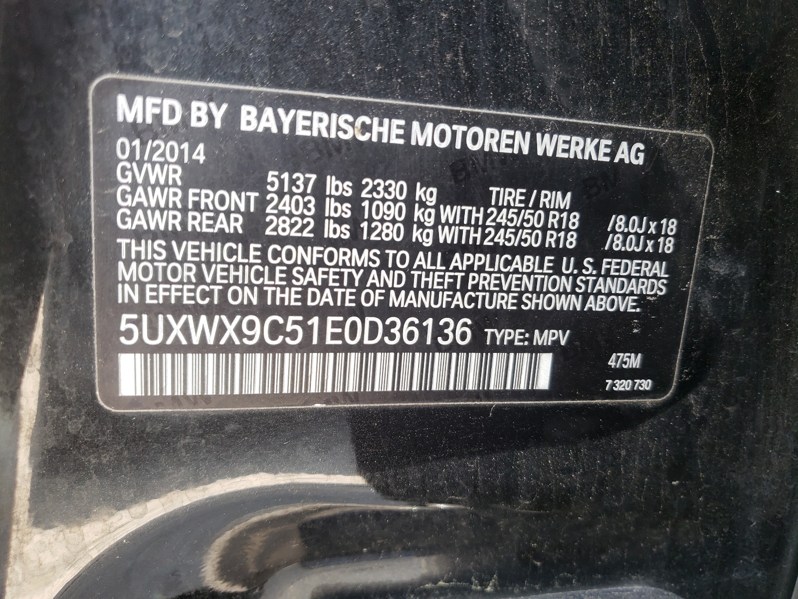 Фото 10 с аукциона – 2014 BMW X3 с VIN 5UXWX9C51E0D36136