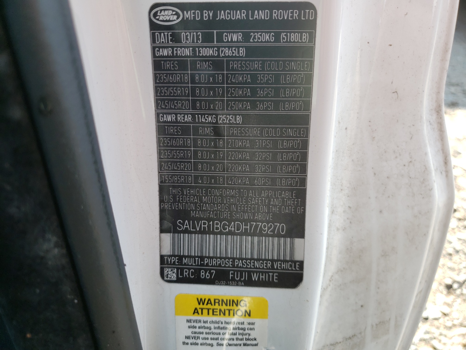 Photo 10 from auction – 2013 LAND ROVER RANGE ROVE with VIN SALVR1BG4DH779270