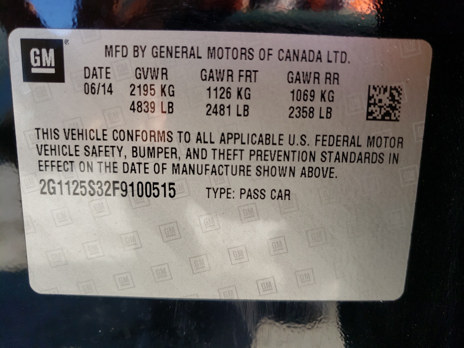 Photo 10 from auction – 2015 CHEVROLET IMPALA LT with VIN 2G1125S32F9100515