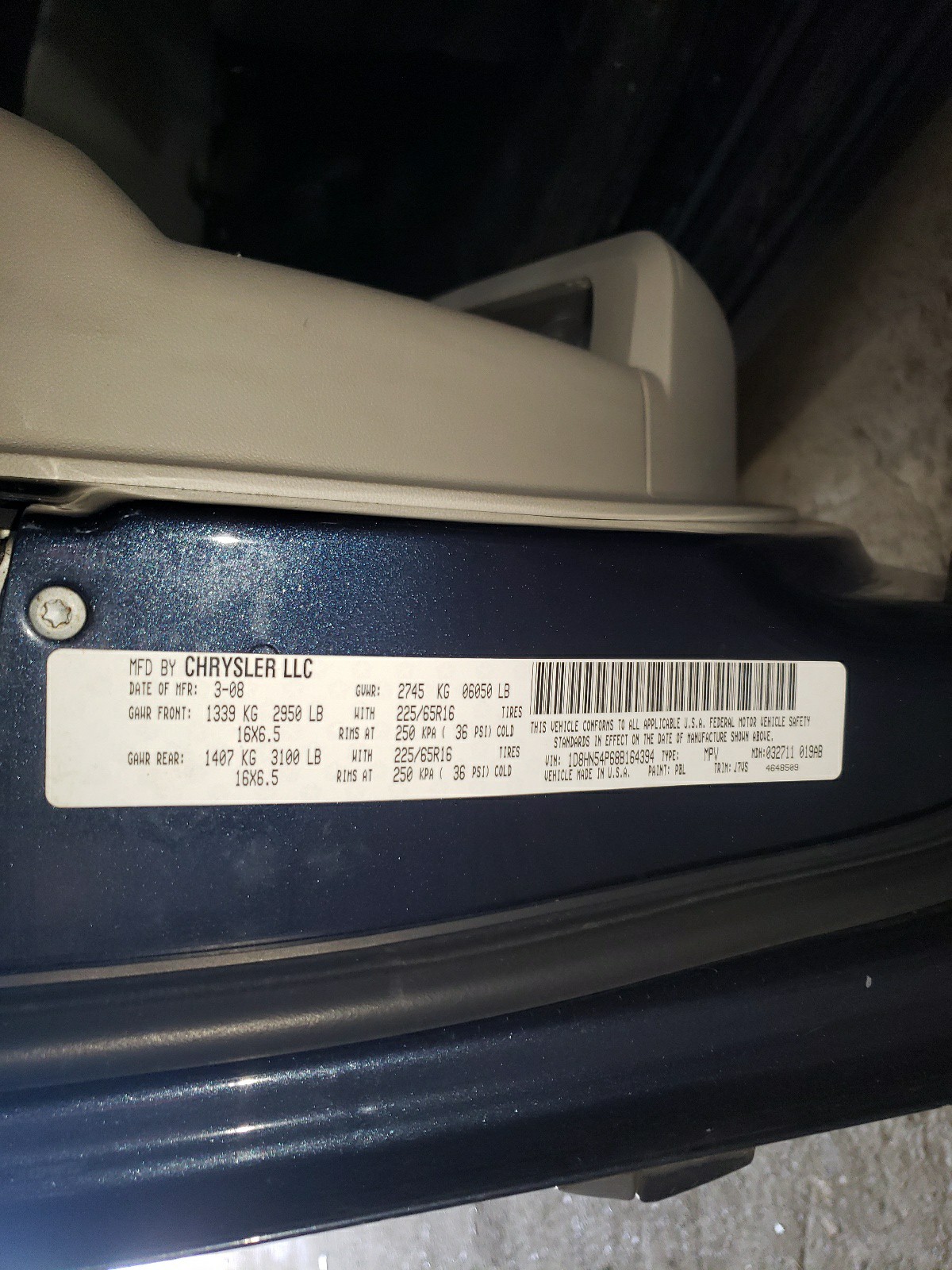 Photo 10 from auction – 2008 DODGE GRAND CARA with VIN 1D8HN54P68B164394