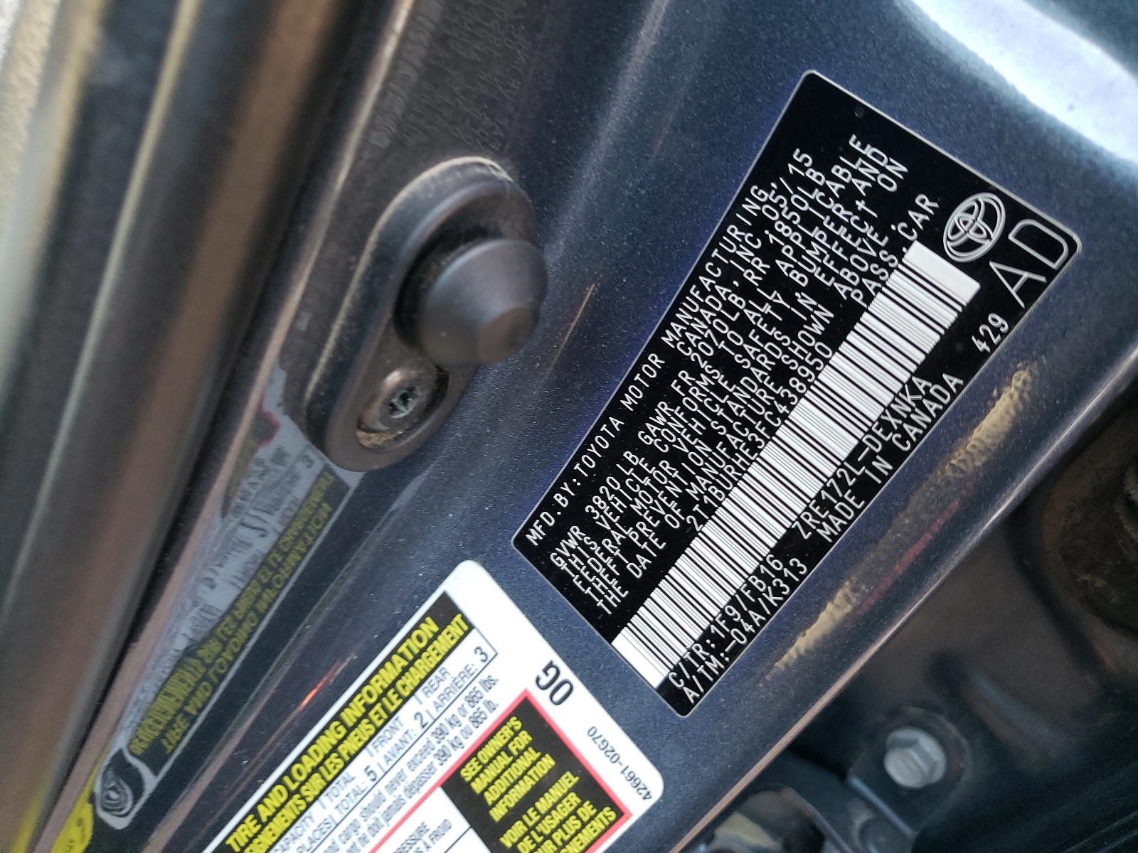 Photo 10 from auction – 2015 TOYOTA COROLLA L with VIN 2T1BURHE3FC438950