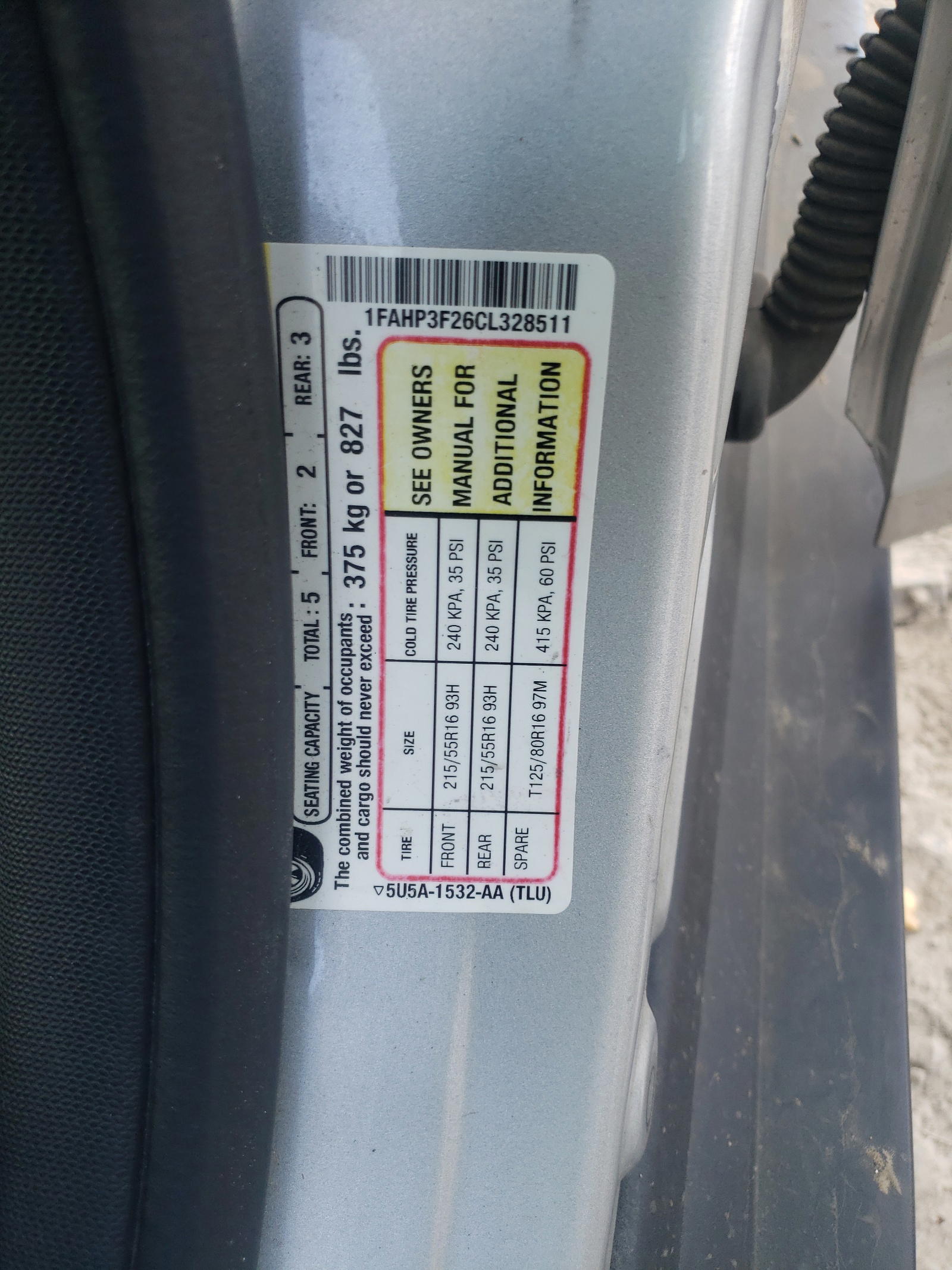 Photo 10 from auction – 2012 FORD FOCUS SE with VIN 1FAHP3F26CL328511