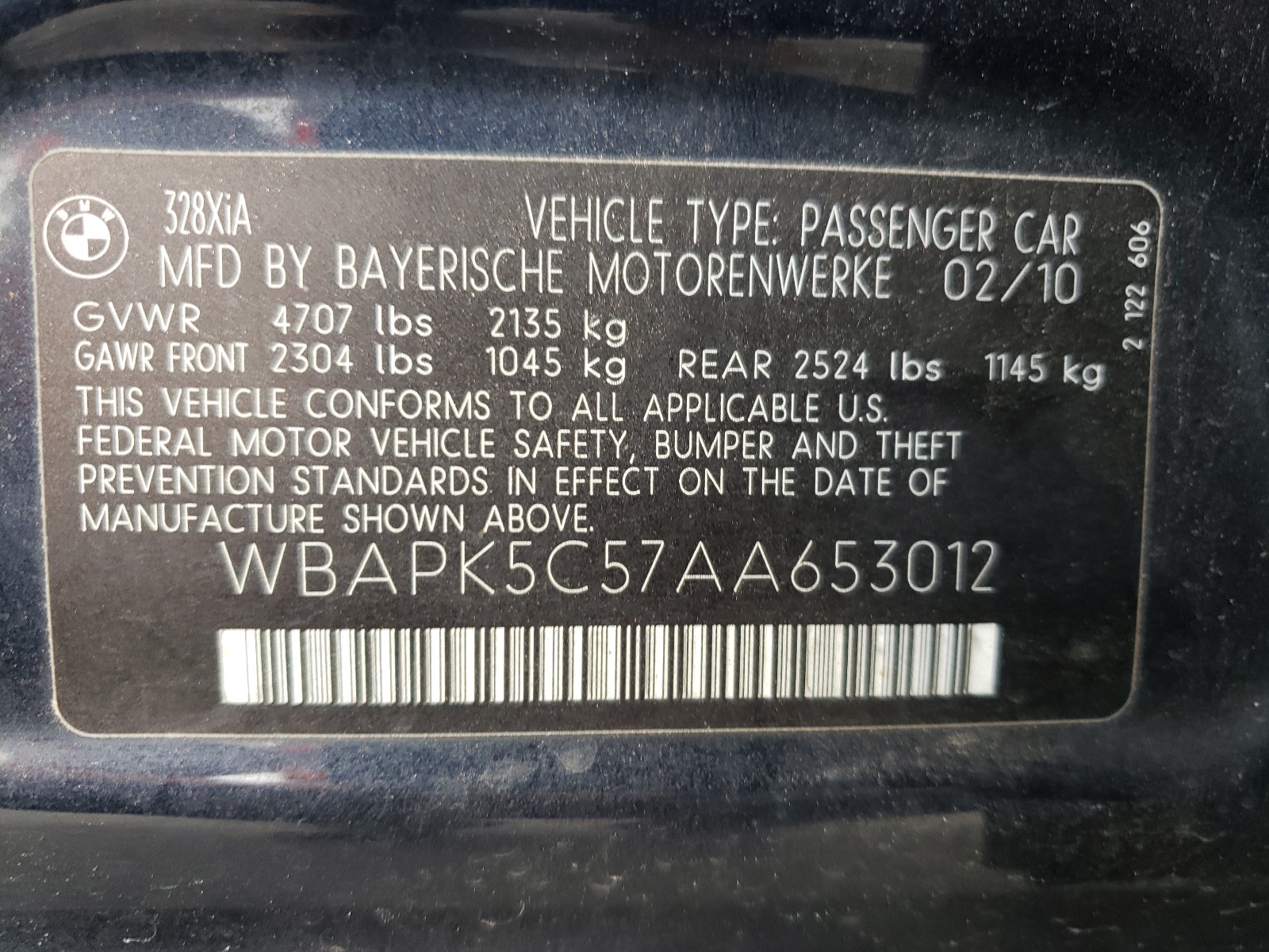 Photo 10 from auction – 2010 BMW 328 XI SUL with VIN WBAPK5C57AA653012