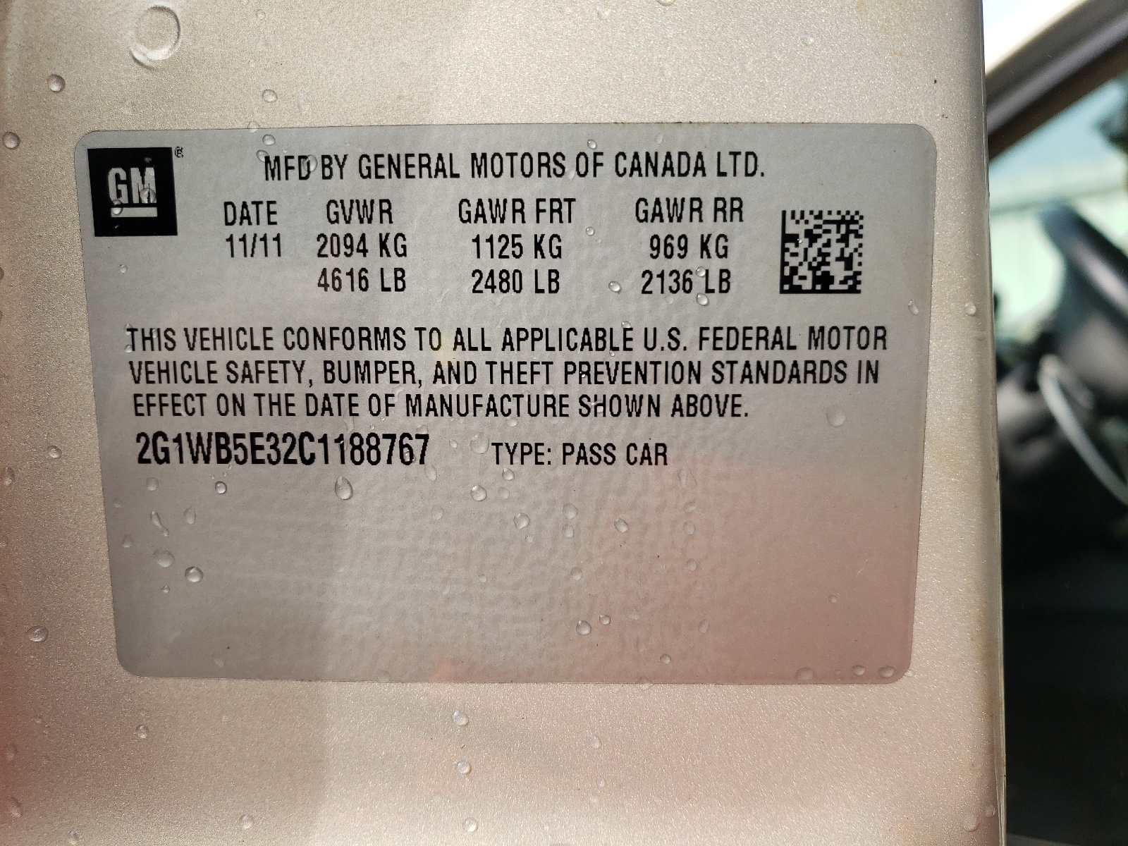 Photo 10 from auction – 2012 CHEVROLET IMPALA LT with VIN 2G1WB5E32C1188767