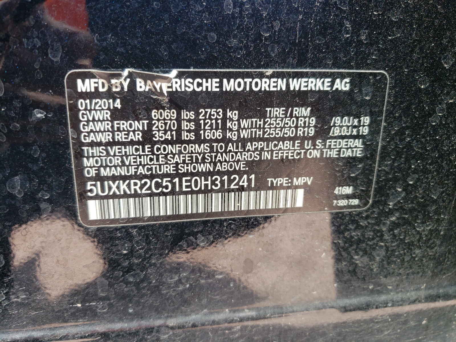 Photo 10 from auction – 2014 BMW X5 SDRIVE3 with VIN 5UXKR2C51E0H31241