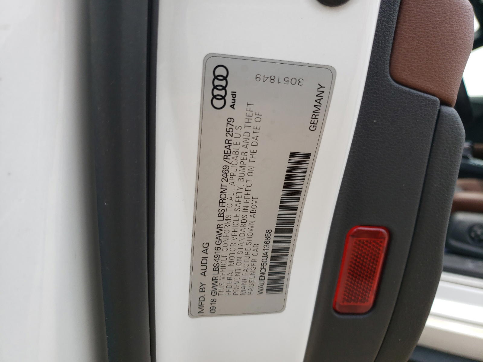 Photo 10 from auction – 2018 AUDI A5 PREMIUM with VIN WAUENCF50JA136858