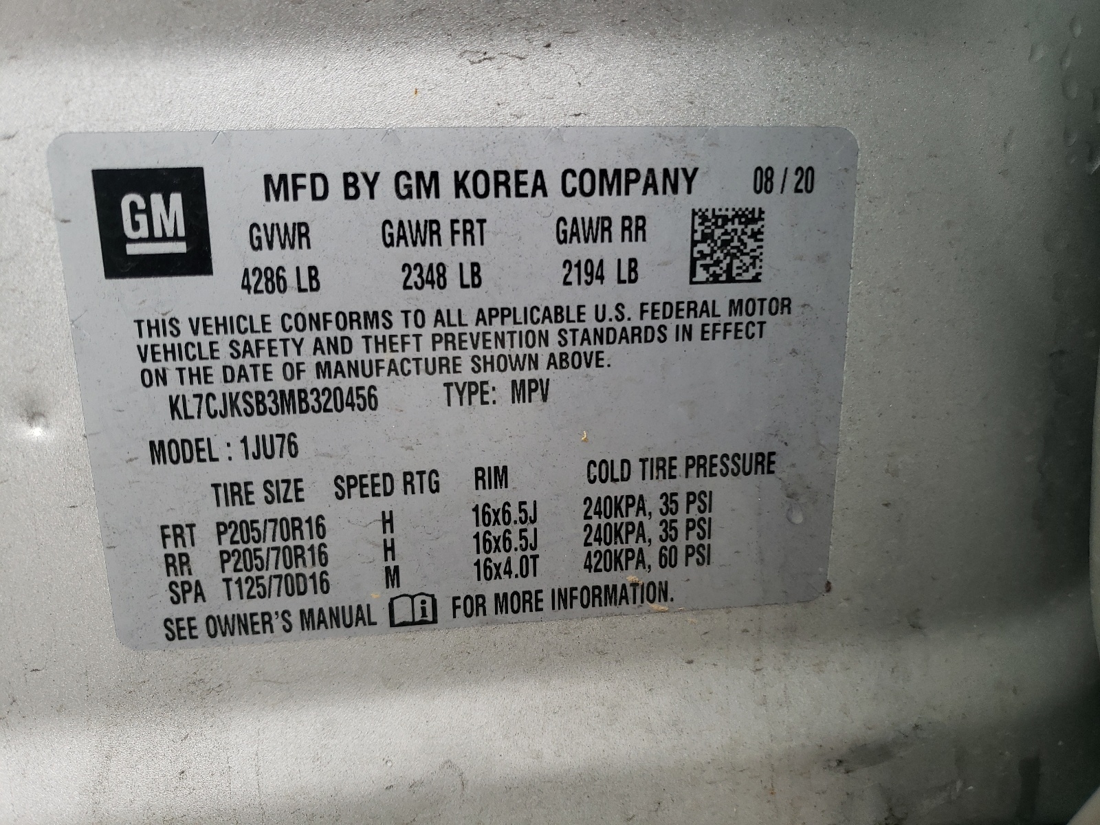 Photo 10 from auction – 2021 CHEVROLET TRAX LS with VIN KL7CJKSB3MB320456