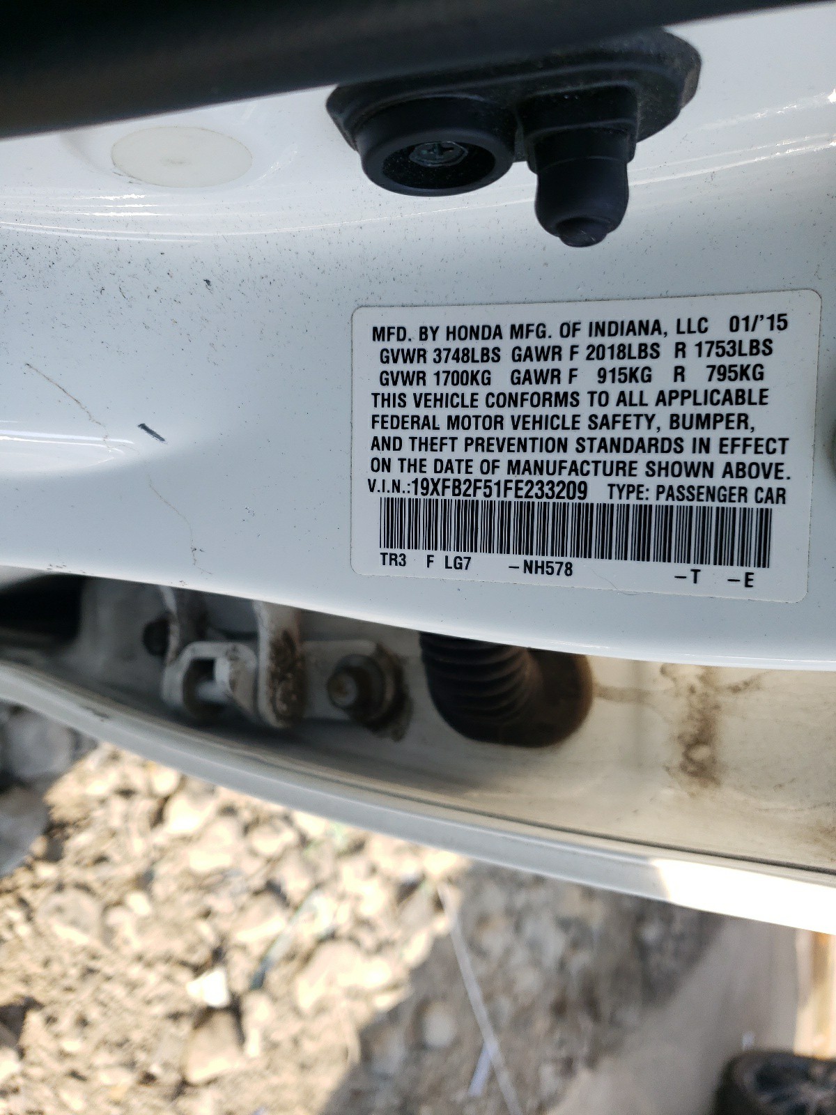 Photo 10 from auction – 2015 HONDA CIVIC LX with VIN 19XFB2F51FE233209