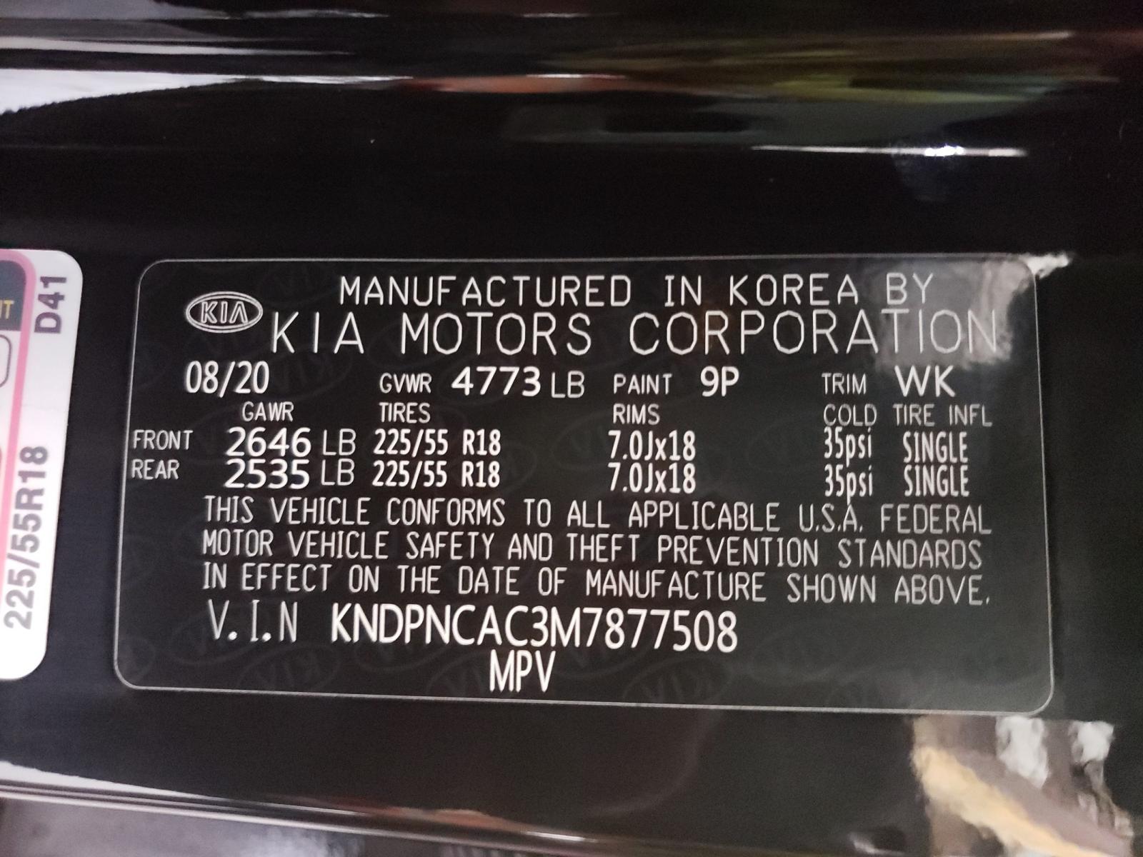 Photo 10 from auction – 2021 KIA SPORTAGE E with VIN KNDPNCAC3M7877508