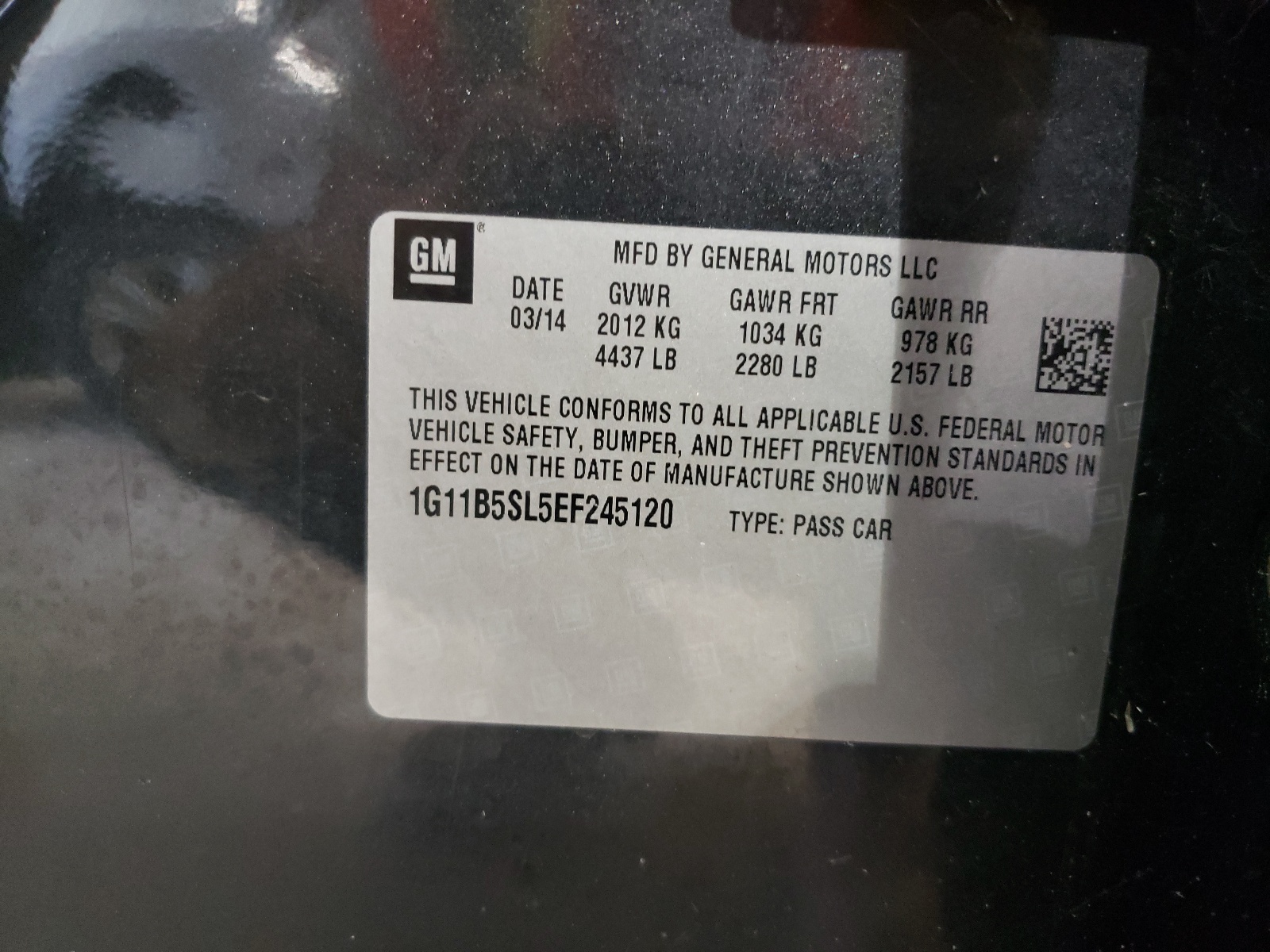 Photo 10 from auction – 2014 CHEVROLET MALIBU LS with VIN 1G11B5SL5EF245120