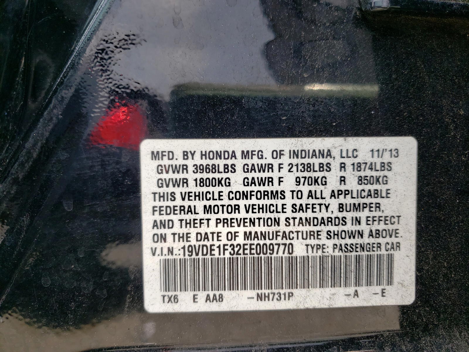 Photo 10 from auction – 2014 ACURA ILX 20 with VIN 19VDE1F32EE009770