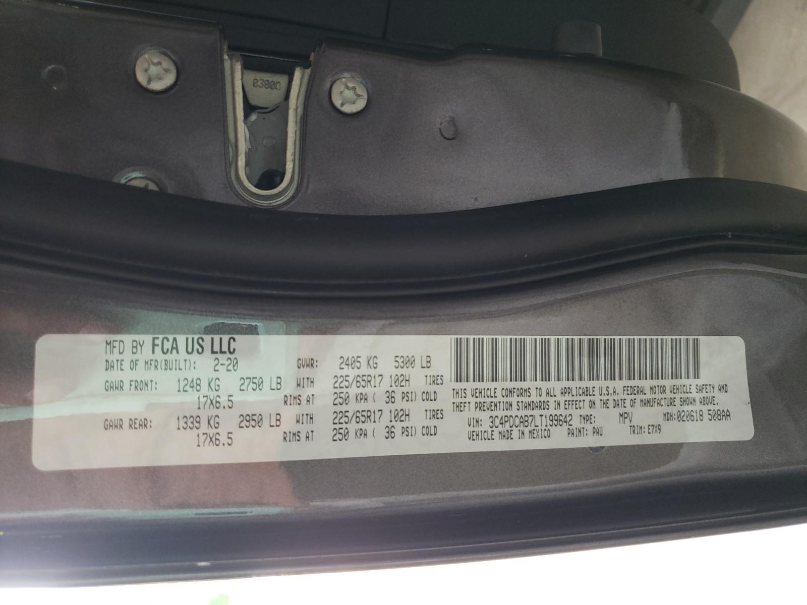 Photo 10 from auction – 2020 DODGE JOURNEY SE with VIN 3C4PDCAB7LT199642