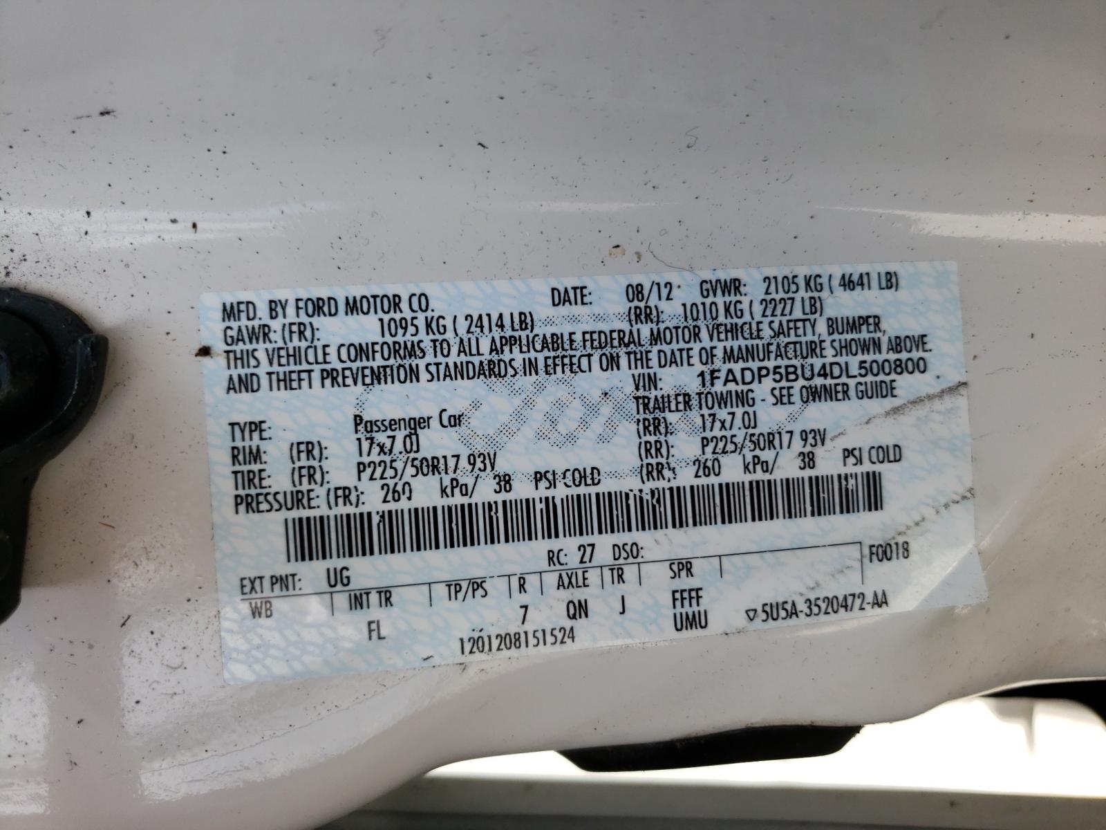 Photo 10 from auction – 2013 FORD C-MAX SEL with VIN 1FADP5BU4DL500800