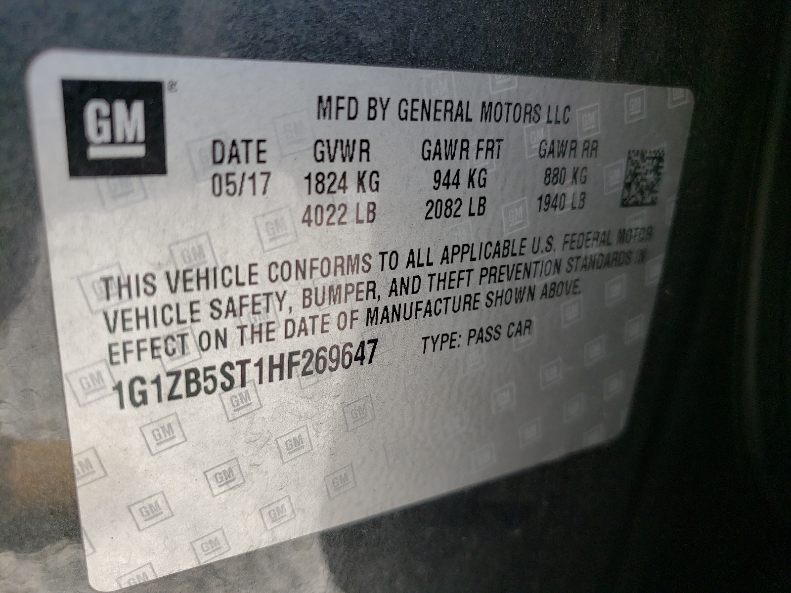 Photo 10 from auction – 2017 CHEVROLET MALIBU LS with VIN 1G1ZB5ST1HF269647