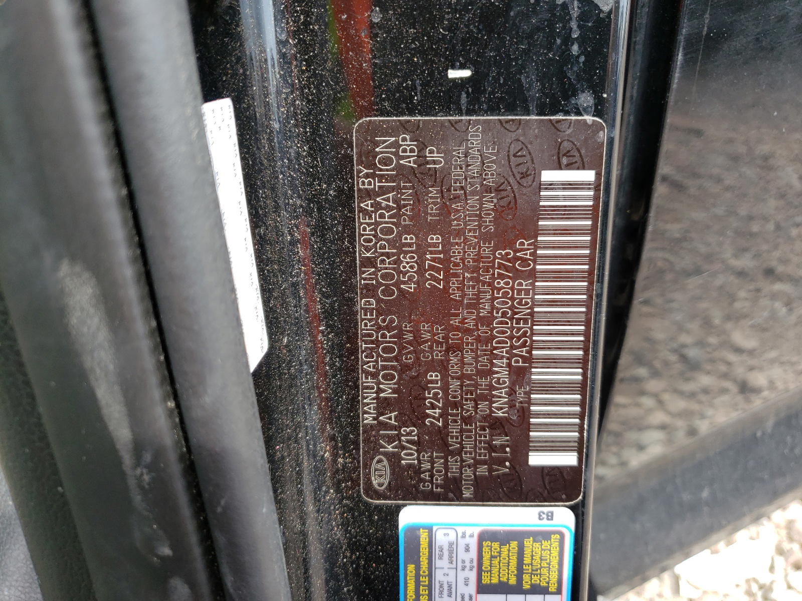 Photo 10 from auction – 2013 KIA OPTIMA HYB with VIN KNAGM4AD0D5058773