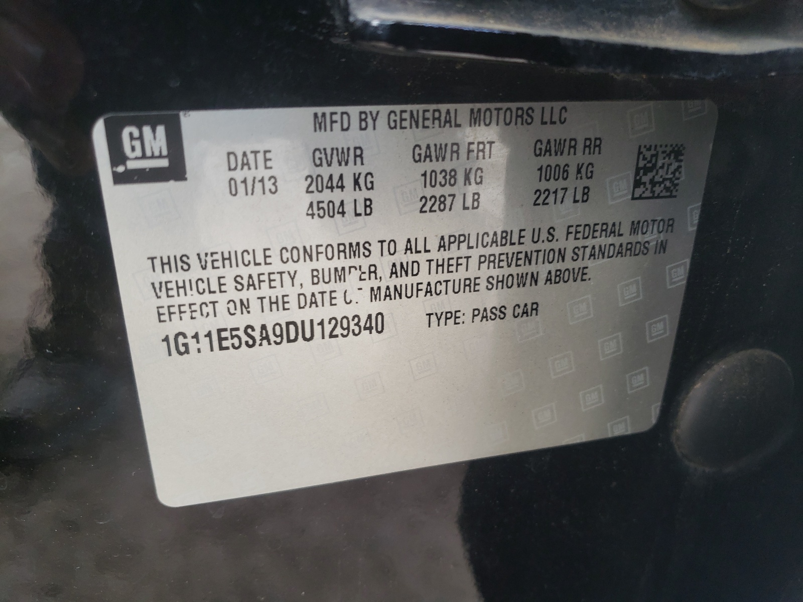 Photo 10 from auction – 2013 CHEVROLET MALIBU 2LT with VIN 1G11E5SA9DU129340