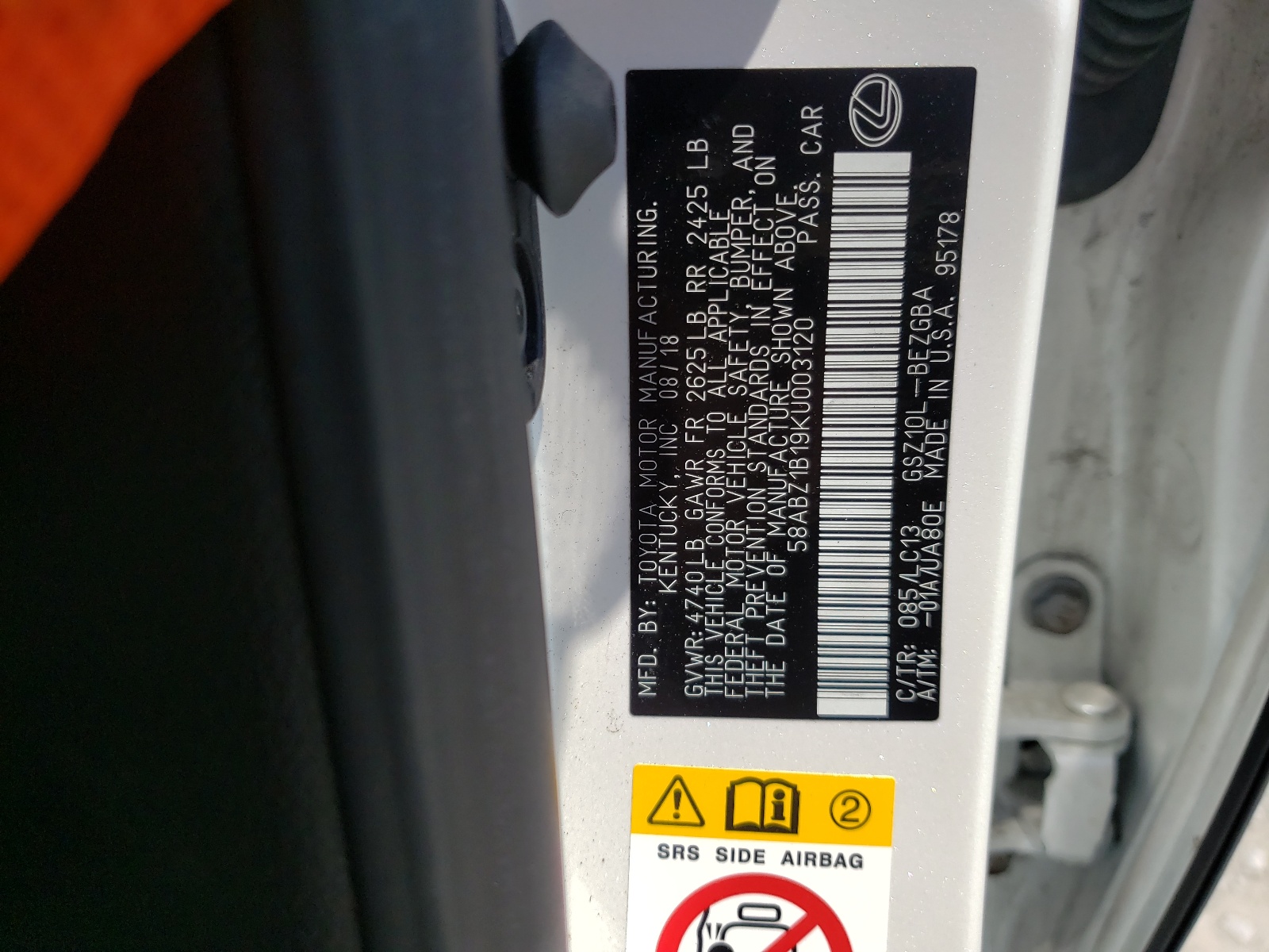 Photo 10 from auction – 2019 LEXUS ES 350 with VIN 58ABZ1B19KU003120