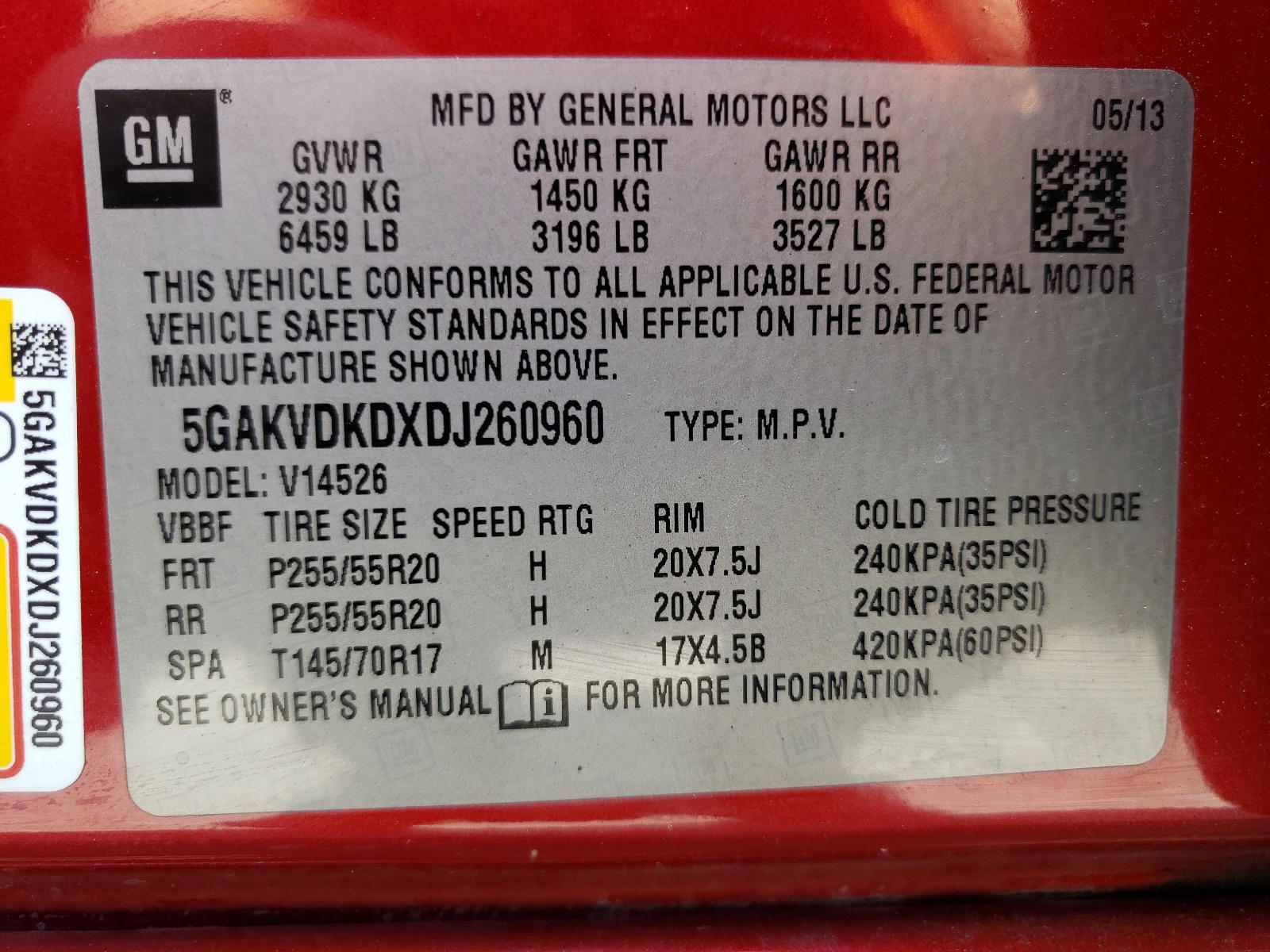 Photo 10 from auction – 2013 BUICK ENCLAVE with VIN 5GAKVDKDXDJ260960