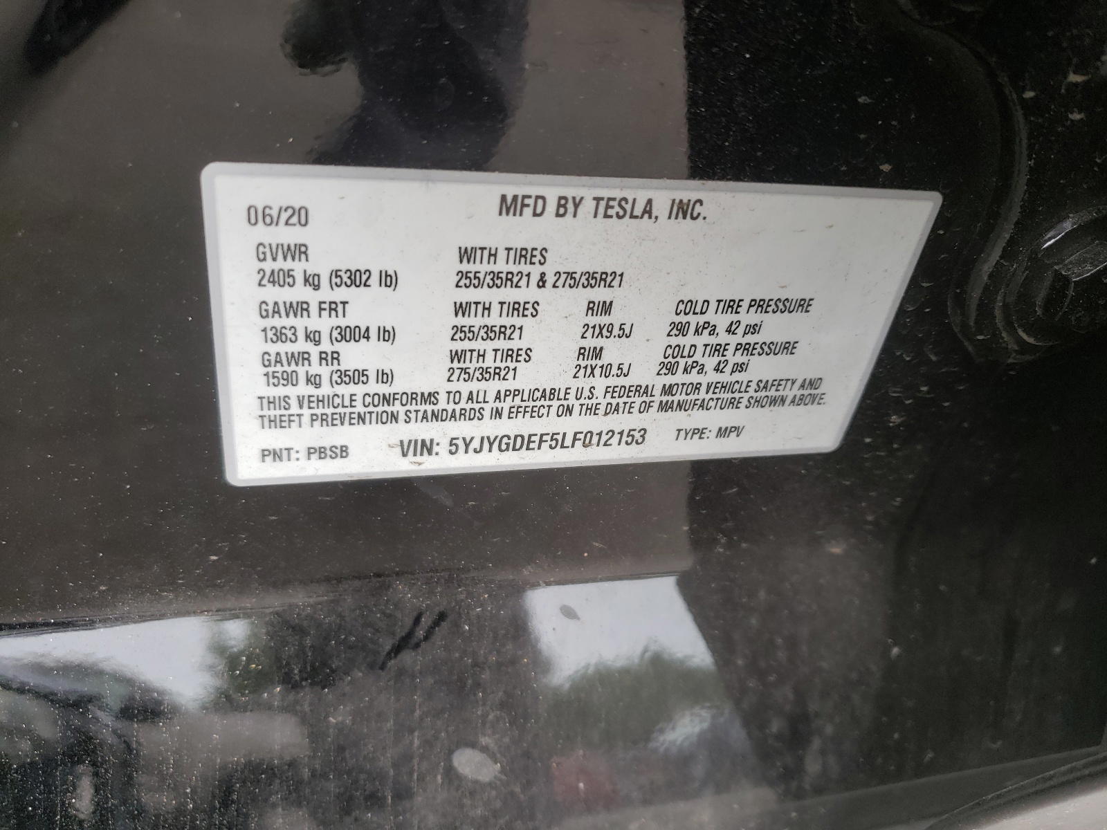 Photo 10 from auction – 2020 TESLA MODEL Y with VIN 5YJYGDEF5LF012153