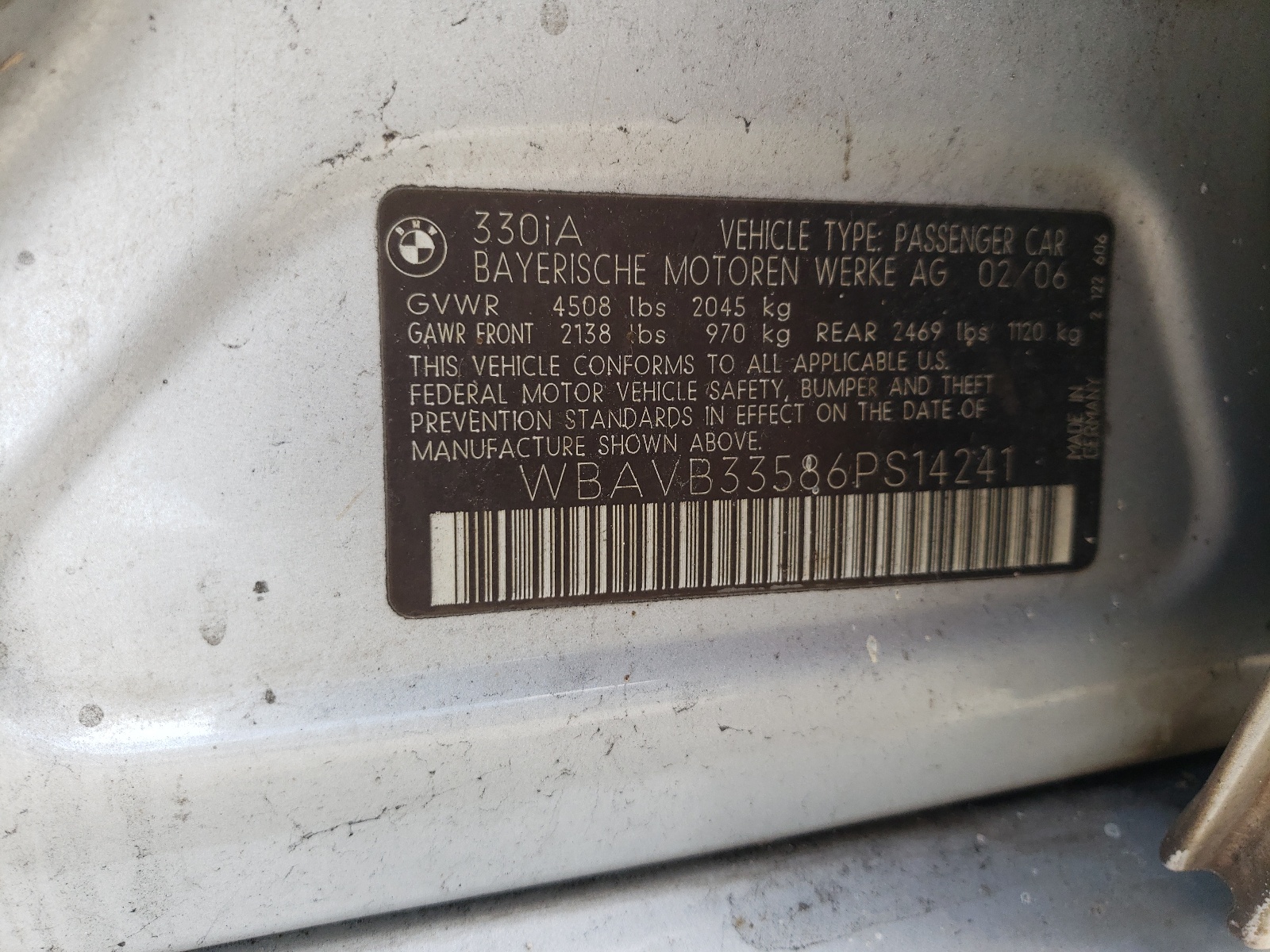 Zdjęcie 10 z aukcji – 2006 BMW 330 I z VIN WBAVB33586PS14241