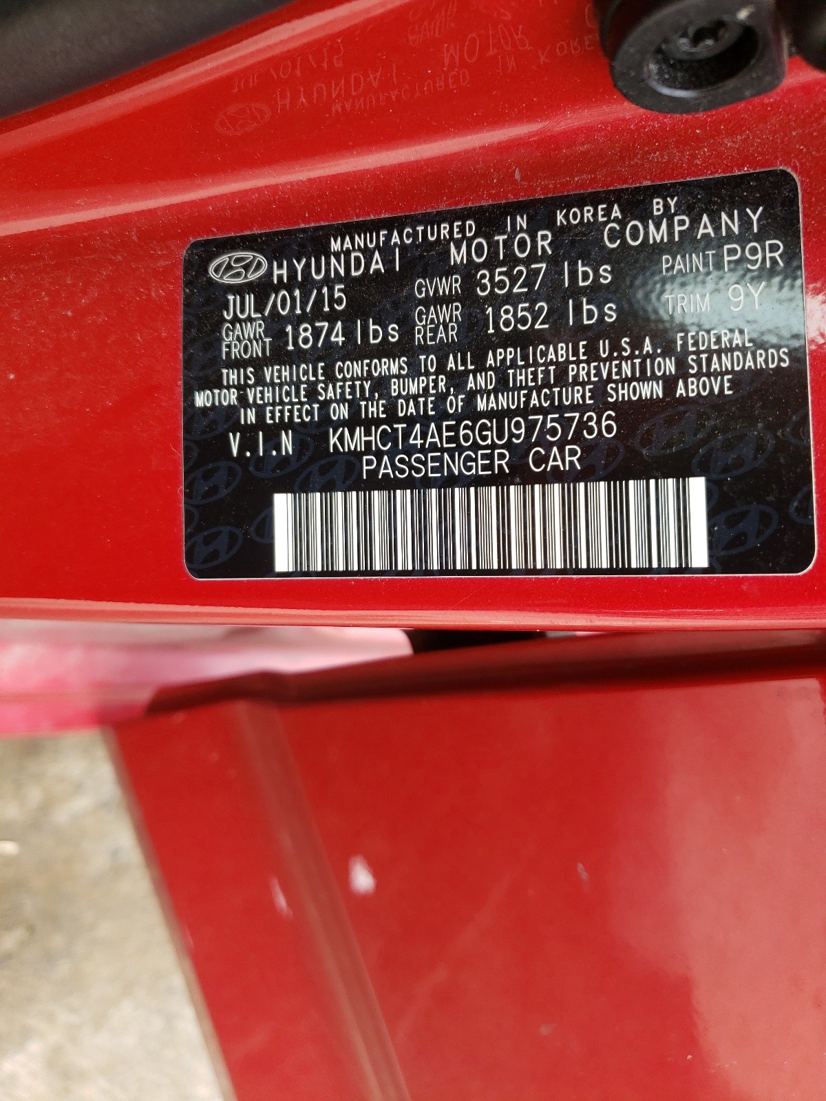 Photo 10 from auction – 2016 HYUNDAI ACCENT SE with VIN KMHCT4AE6GU975736