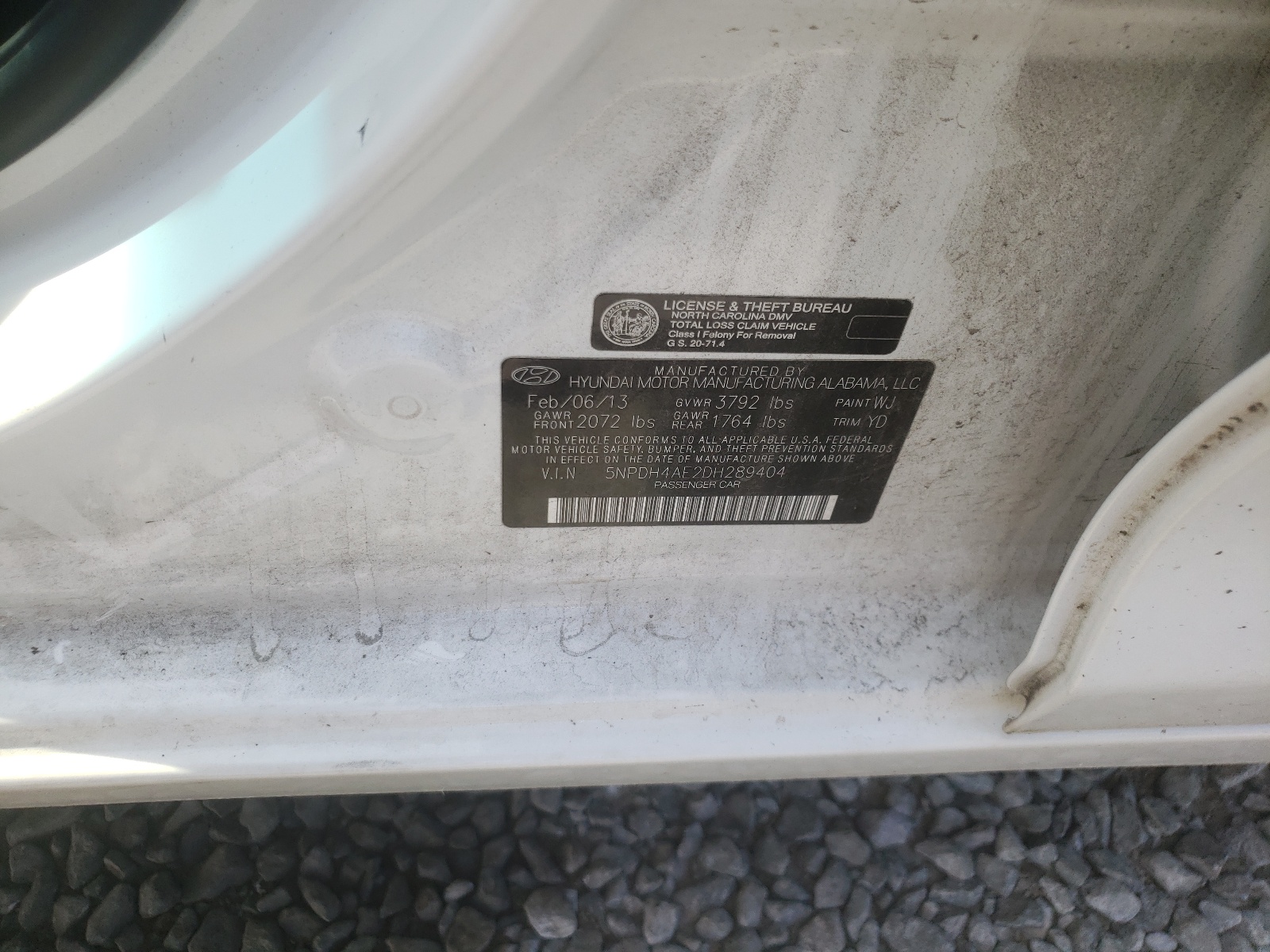 Photo 10 from auction – 2013 HYUNDAI ELANTRA GL with VIN 5NPDH4AE2DH289404