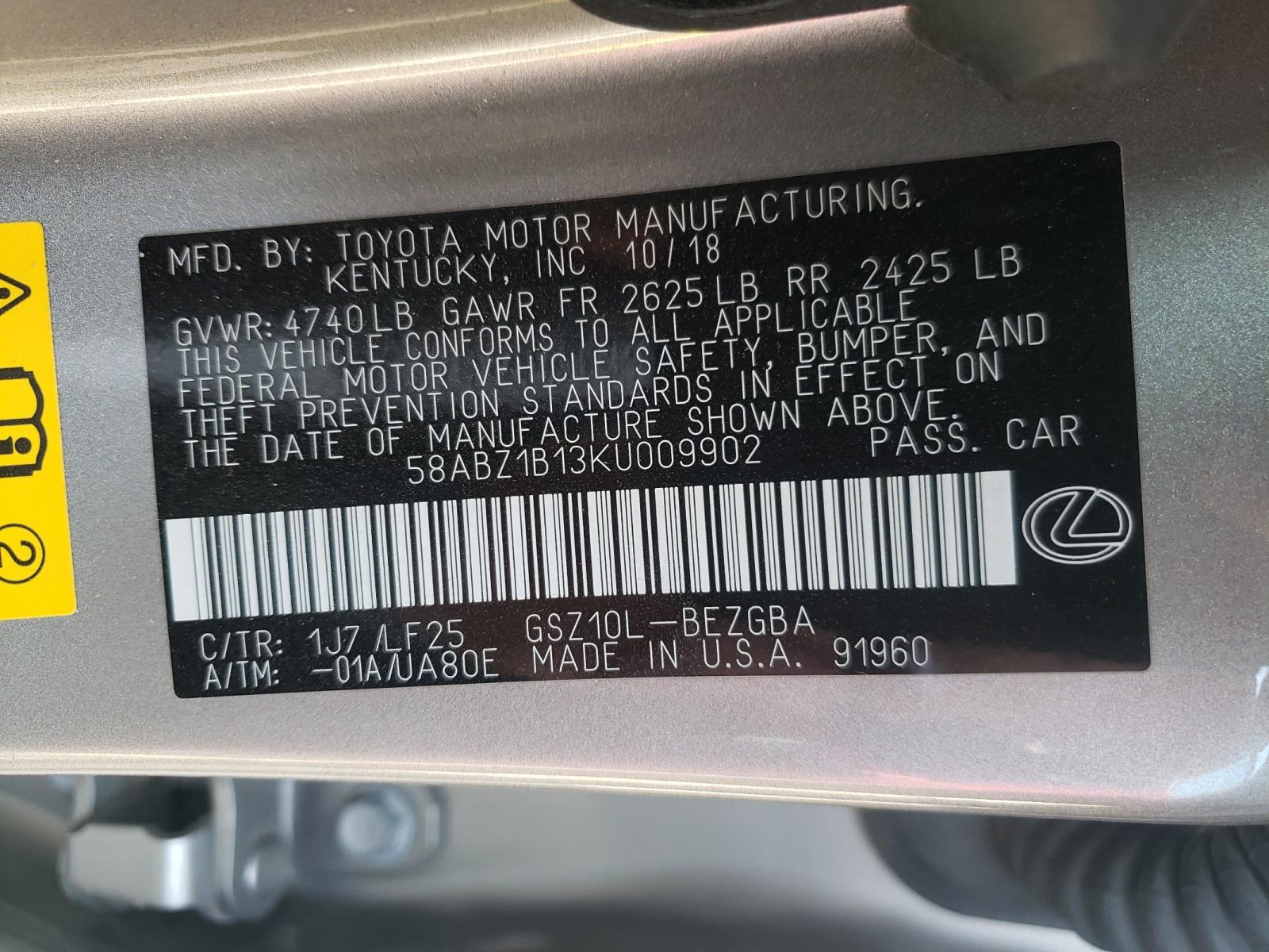 Photo 10 from auction – 2019 LEXUS ES 350 with VIN 58ABZ1B13KU009902