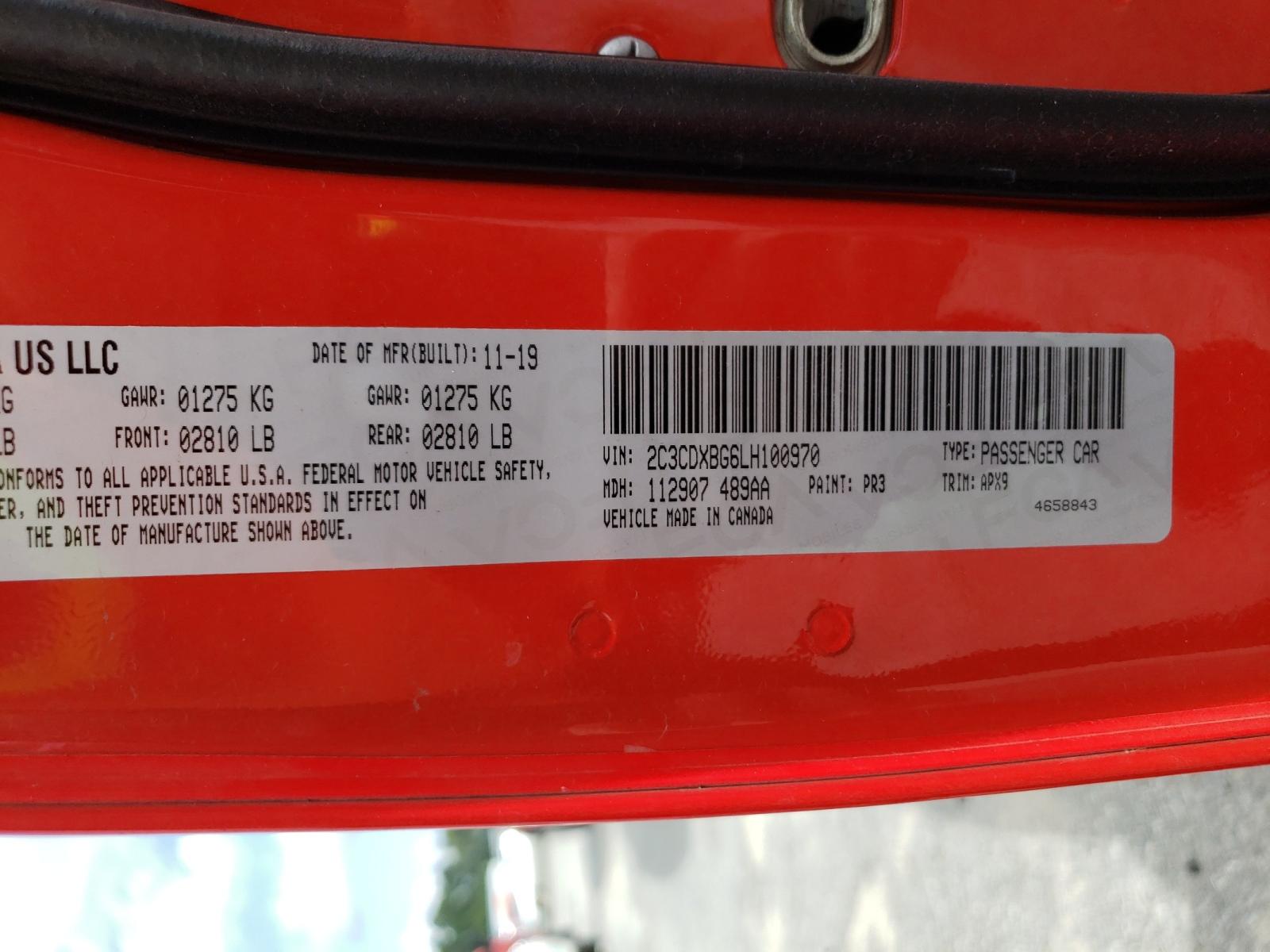 Photo 10 from auction – 2020 DODGE CHARGER SX with VIN 2C3CDXBG6LH100970