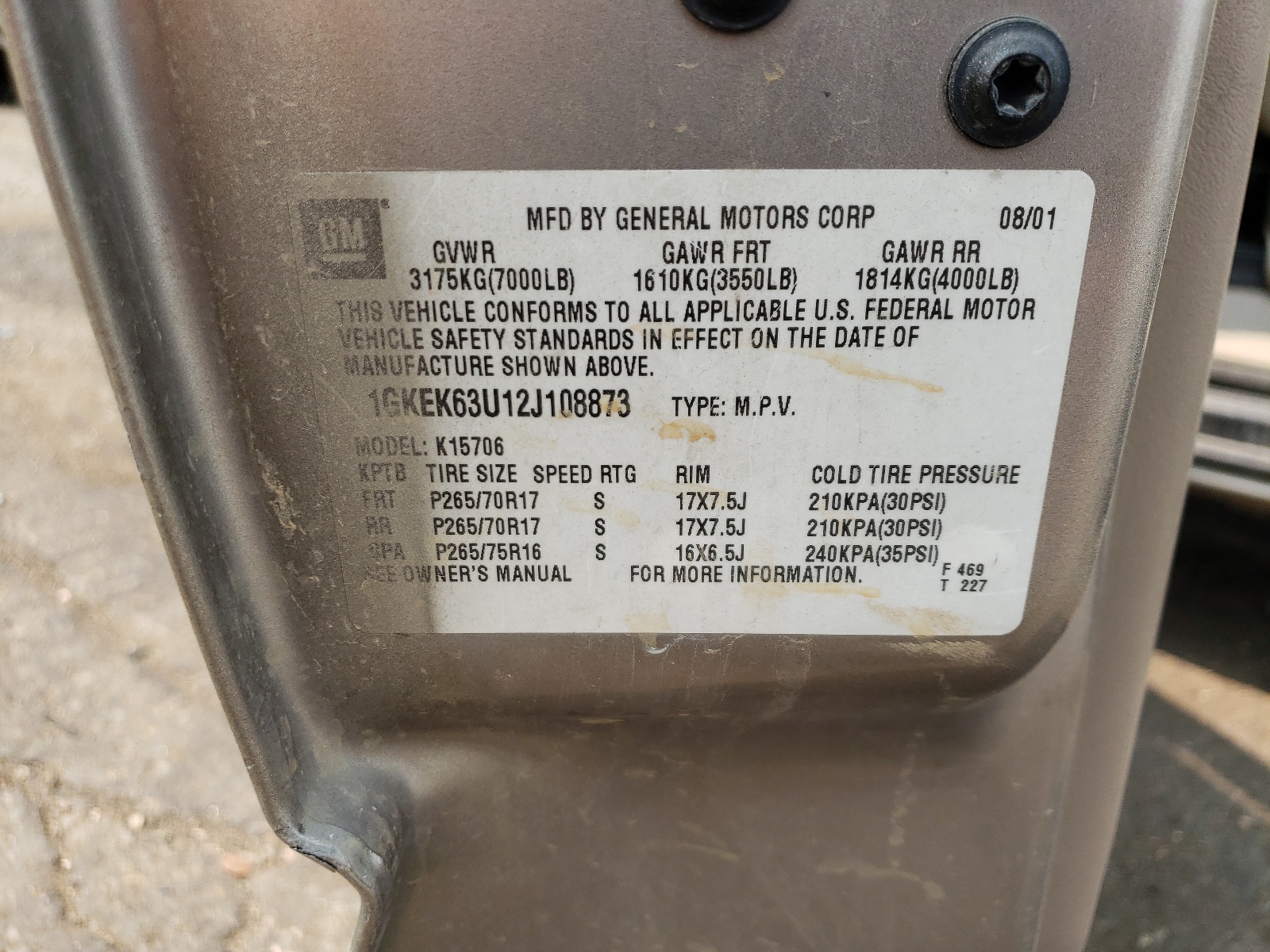 Zdjęcie 10 z aukcji – 2002 GMC DENALI z VIN 1GKEK63U12J108873