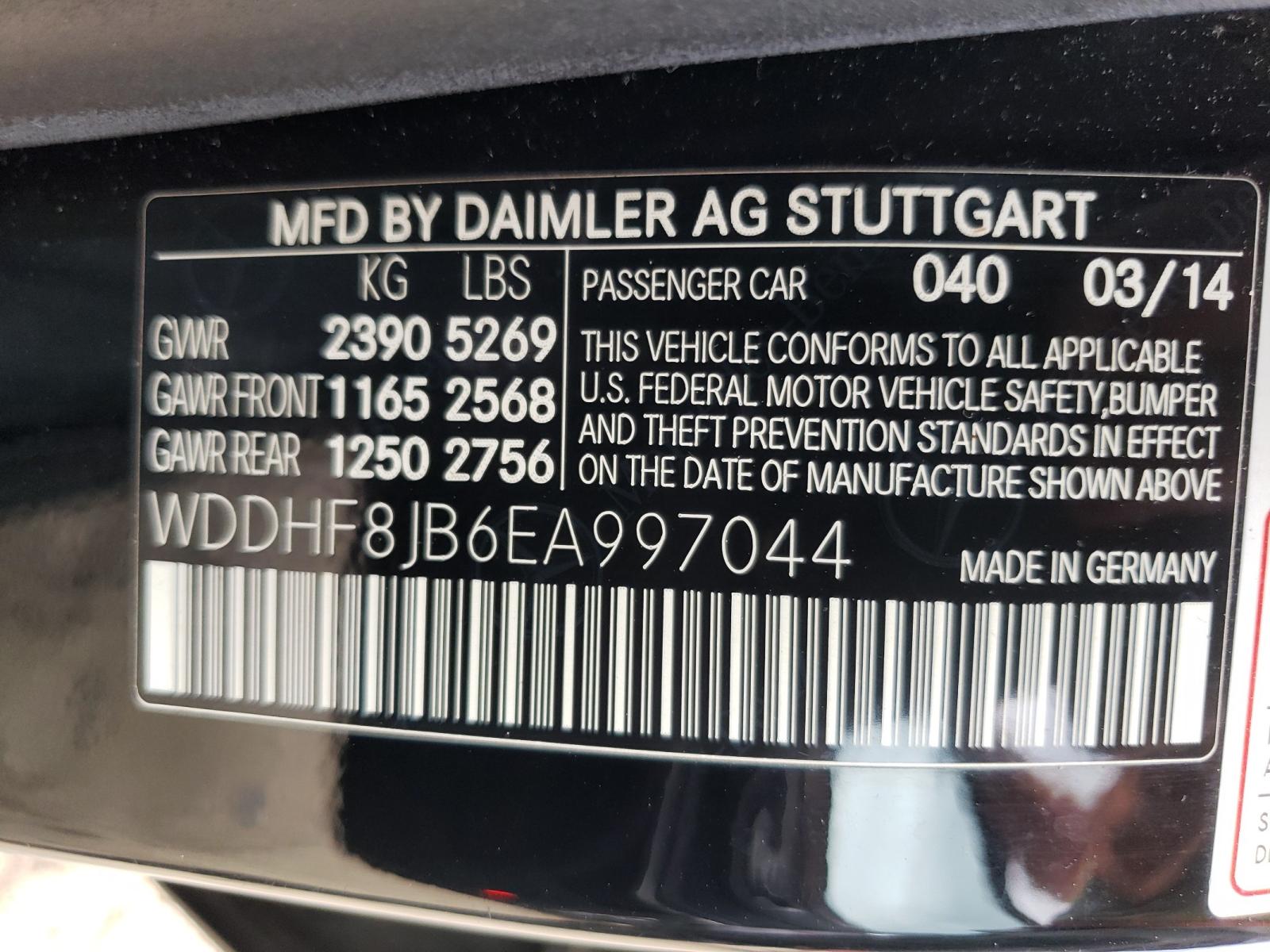 Photo 10 from auction – 2014 MERCEDES-BENZ E 350 4MAT with VIN WDDHF8JB6EA997044