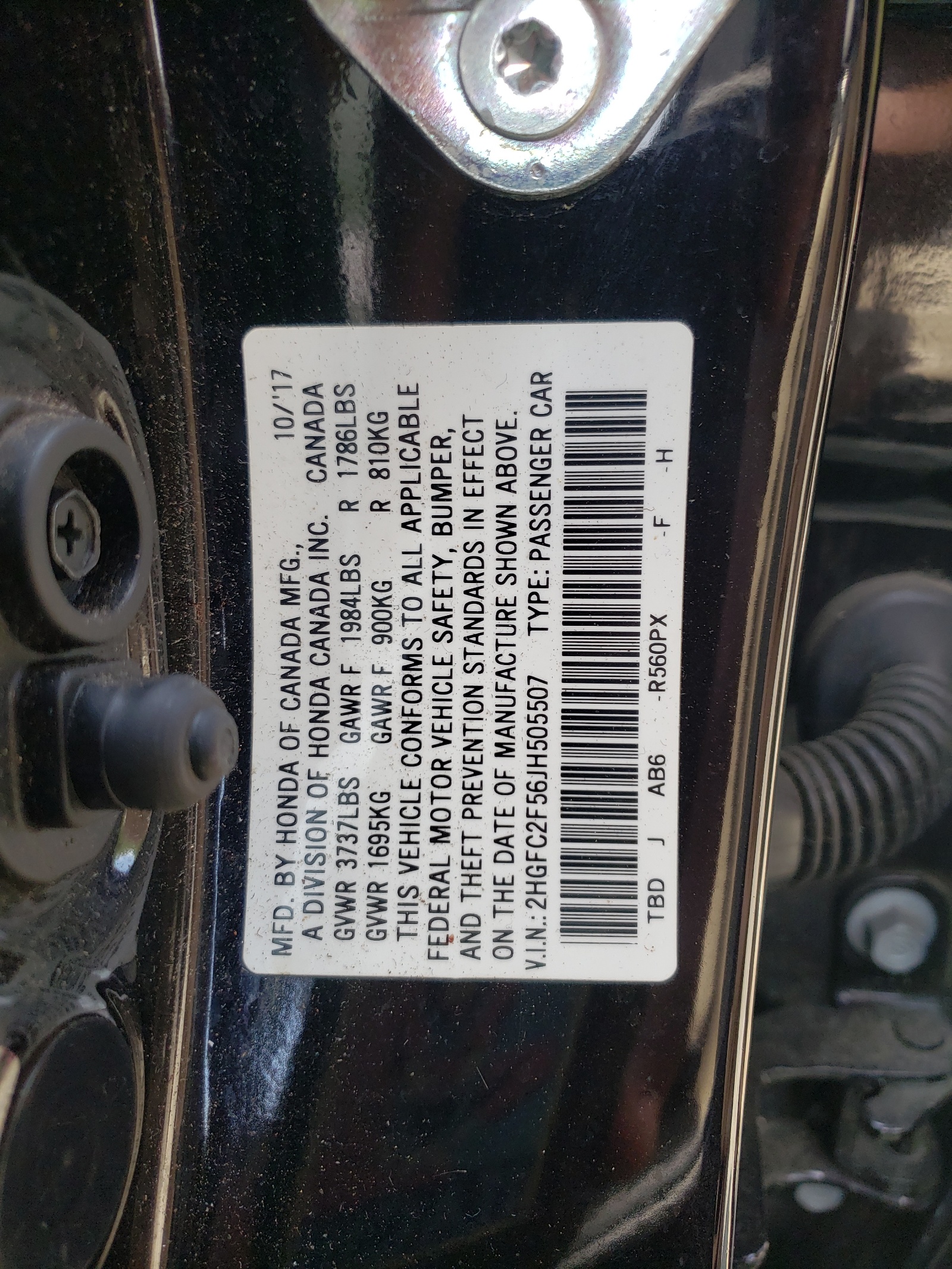 Photo 10 from auction – 2018 HONDA CIVIC LX with VIN 2HGFC2F56JH505507